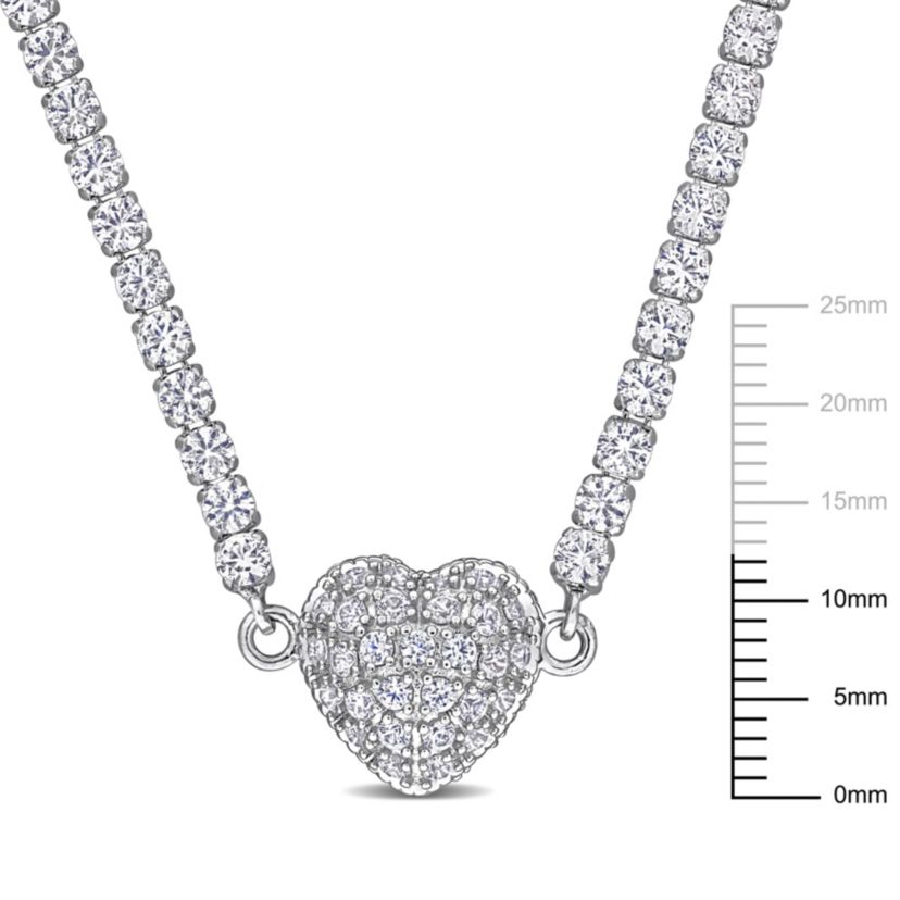 Lab Created Created White Sapphire Heart Necklace in Sterling Silver