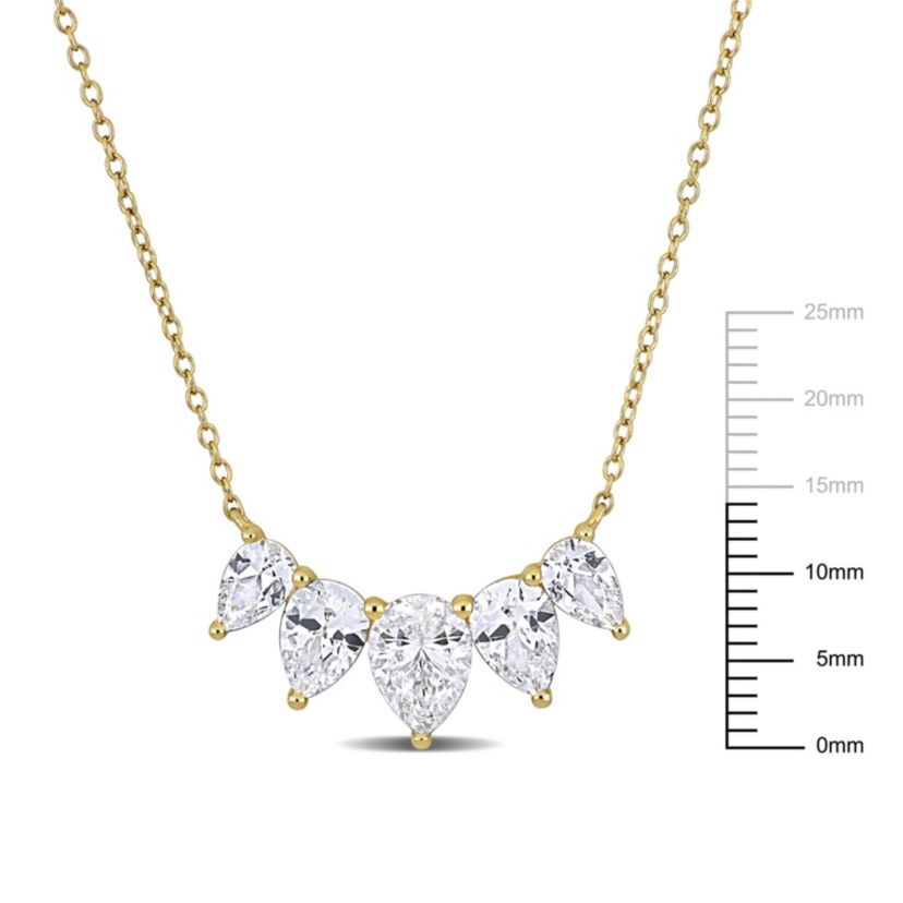 Lab Created Created White Sapphire Necklace in Yellow Plated Sterling Silver