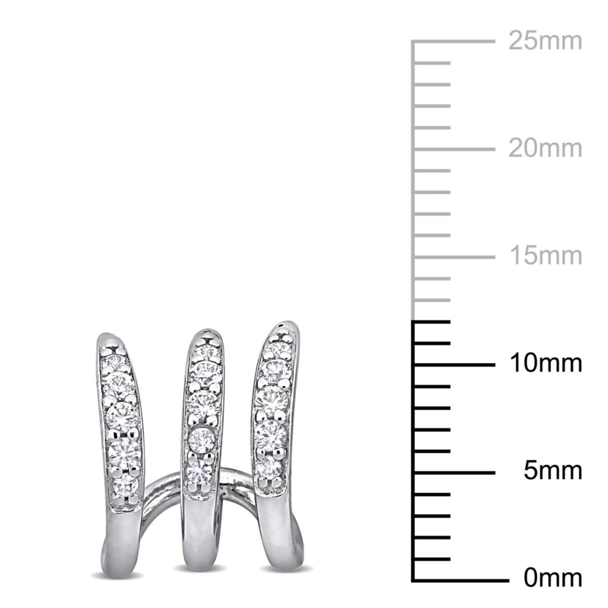 Lab Created Created White Sapphire 3-Layer Earrings in Sterling Silver