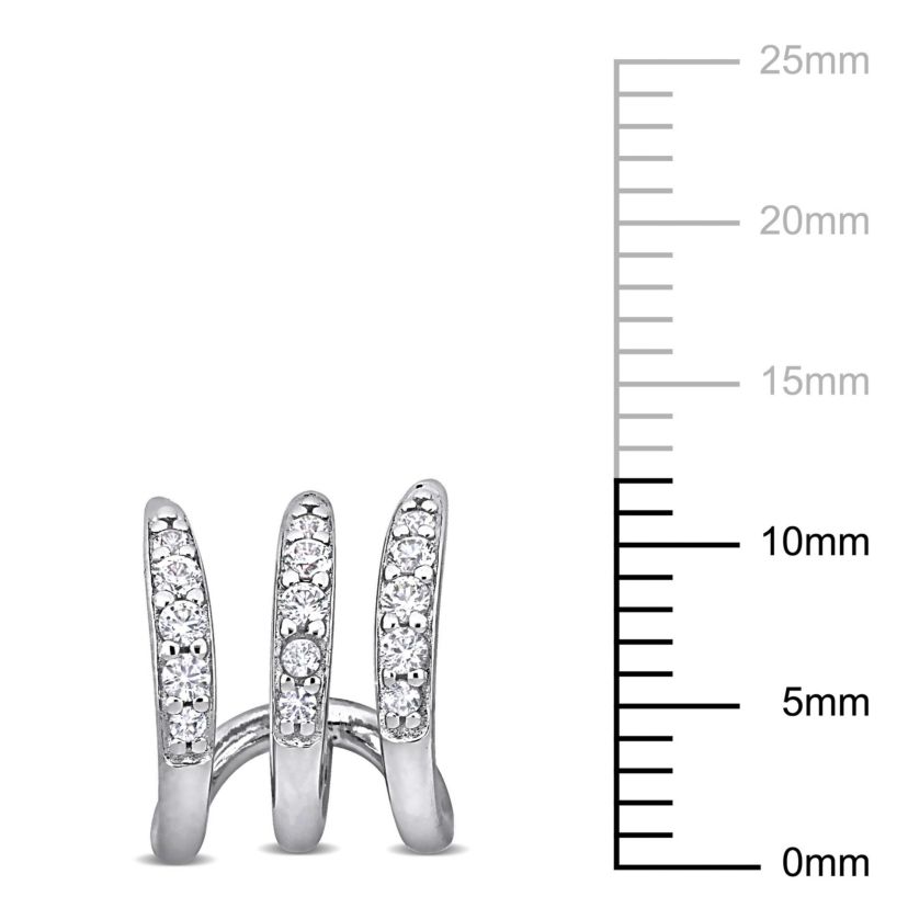 Lab Created Created White Sapphire 3-Layer Earrings in Sterling Silver