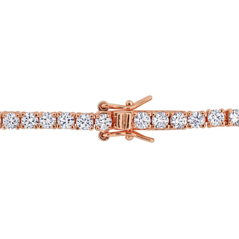 Lab Created Created White Sapphire Tennis Bracelet in Rose Plated Sterling Silver
