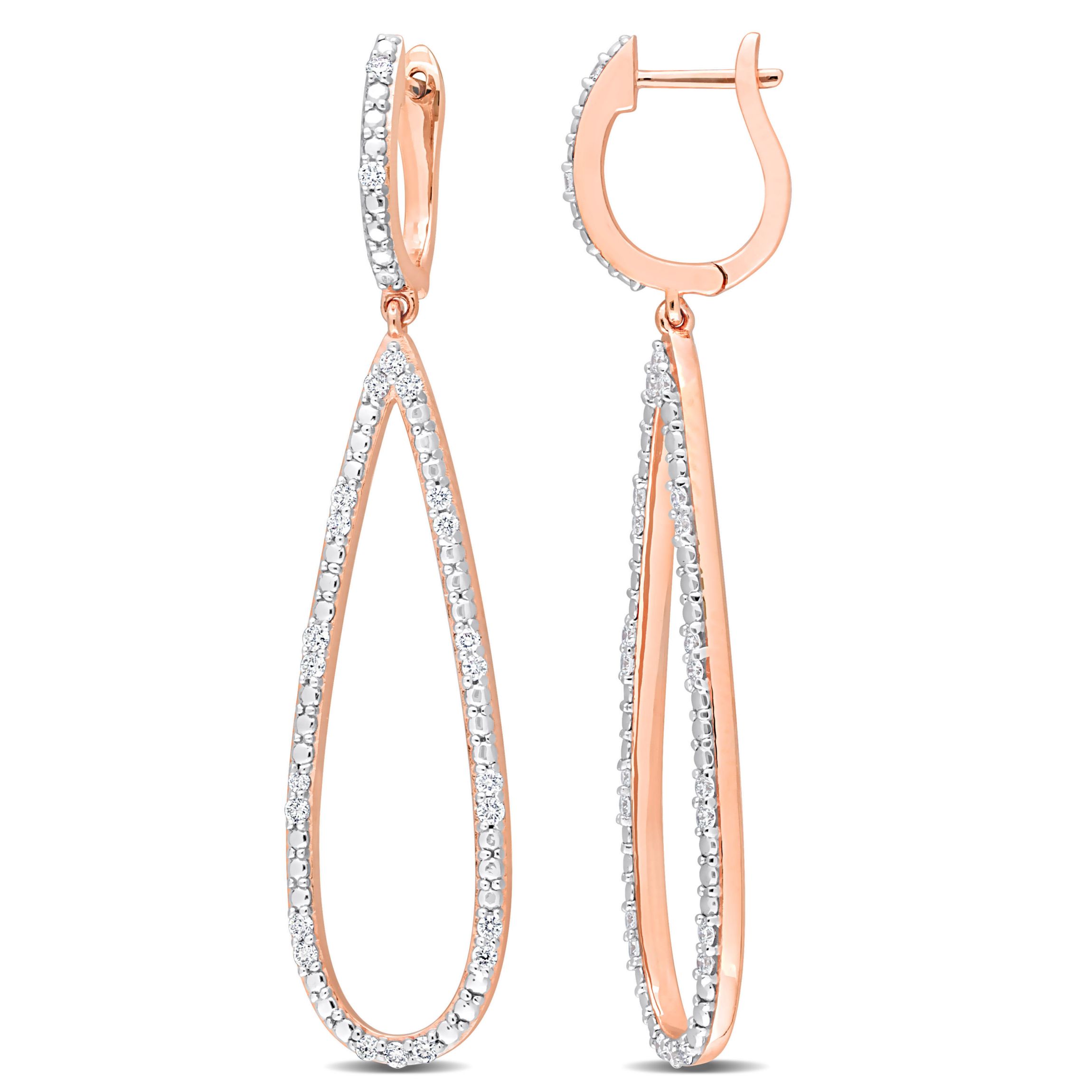 1/2 ct. t.w. Diamond Teardrop Huggie Earrings in 14K Rose Gold