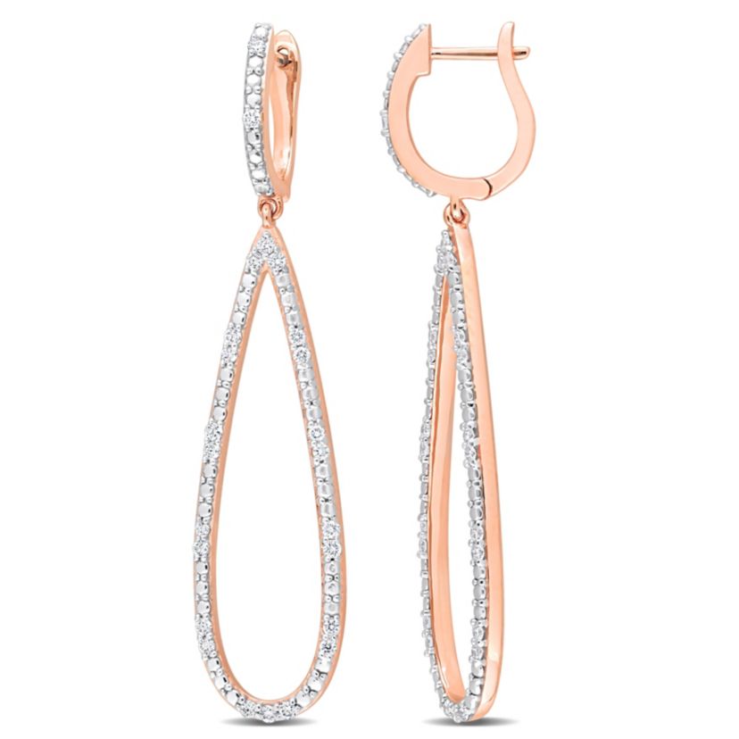 1/2 ct. t.w. Diamond Teardrop Huggie Earrings in 14K Rose Gold