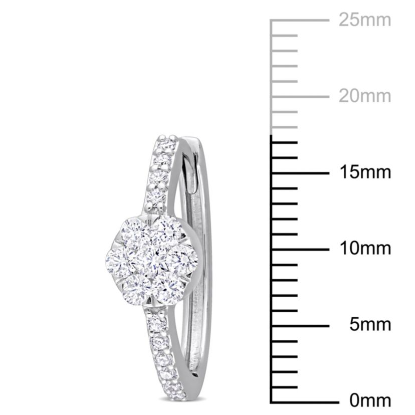 5/8 ct. t.w. Diamond Floral Hoop Earrings in 14K White Gold