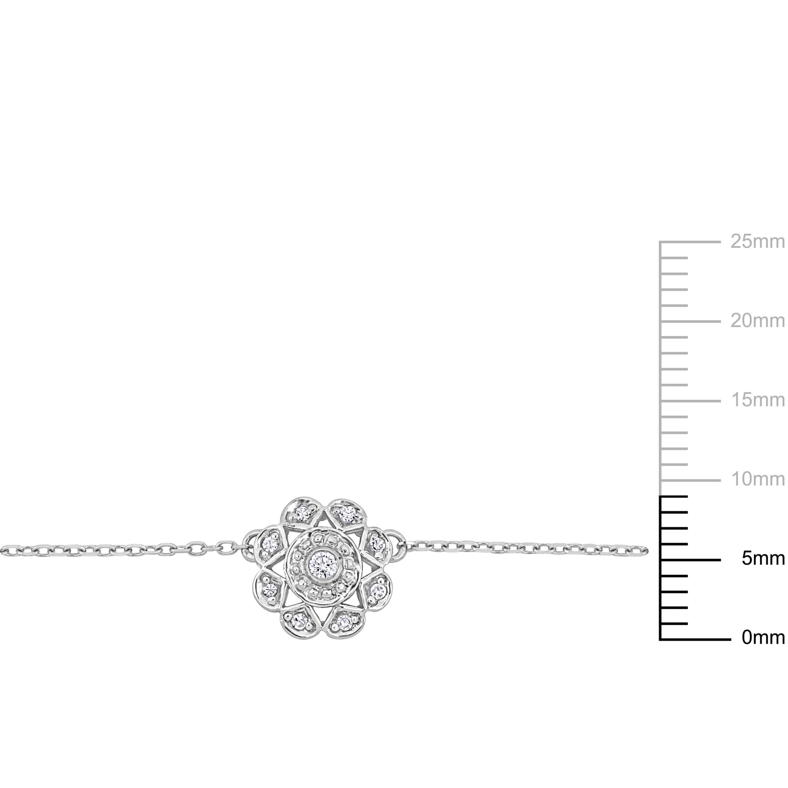 1/6 ct. t.w. Diamond Floral Station Necklace in 14K White Gold, 16"
