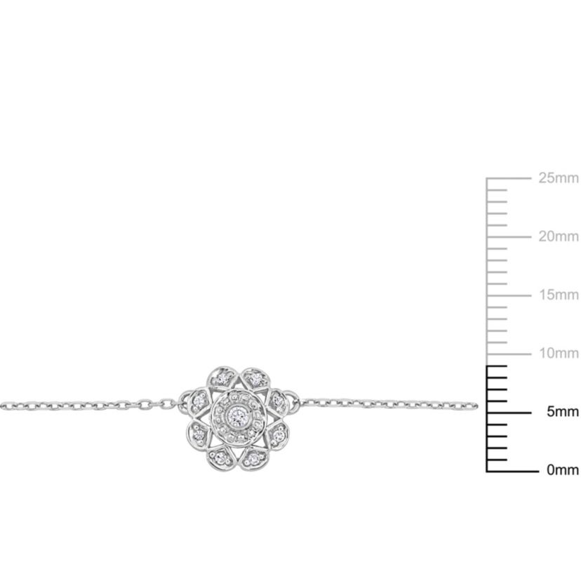 1/6 ct. t.w. Diamond Floral Station Necklace in 14K White Gold, 16"