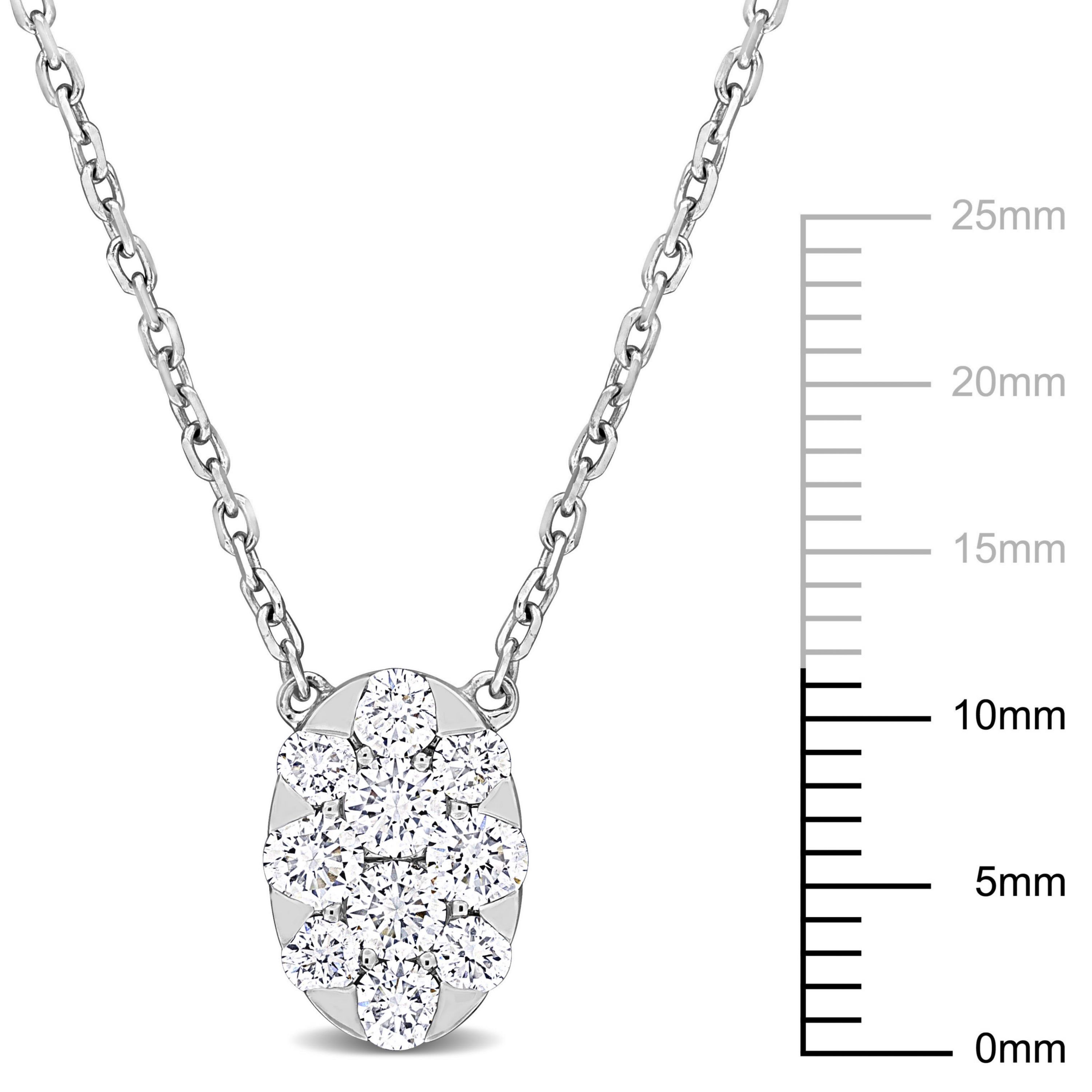 4/5 ct. t.w. Diamond Cluster Necklace in 14K White Gold, 16.75"
