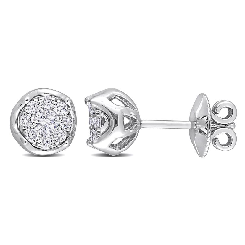 1/2 ct. t.w. Diamond Halo Stud Earrings in 14K White Gold