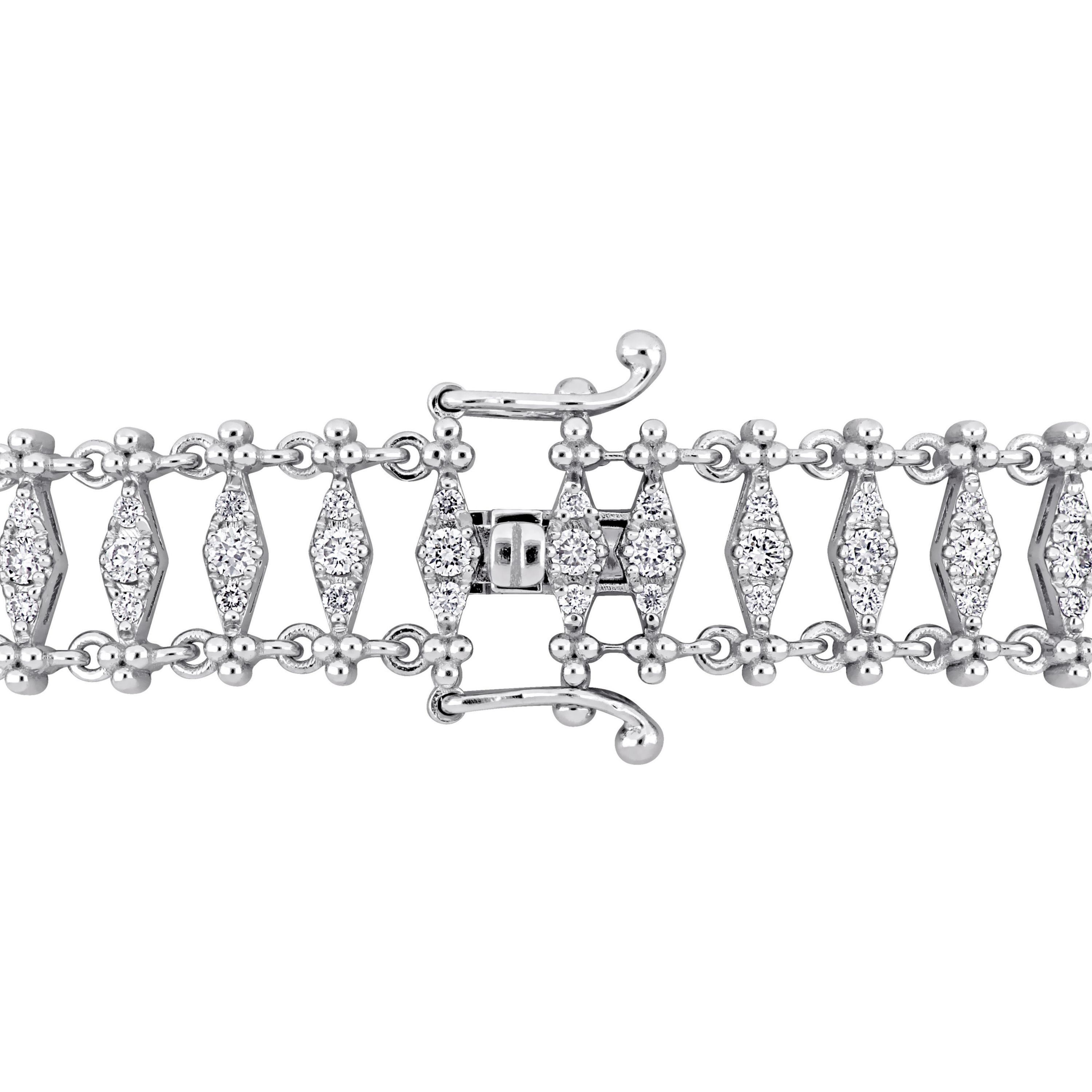 1.53 ct. t.w. Diamond Vintage Bracelet in 14K White Gold, 7"
