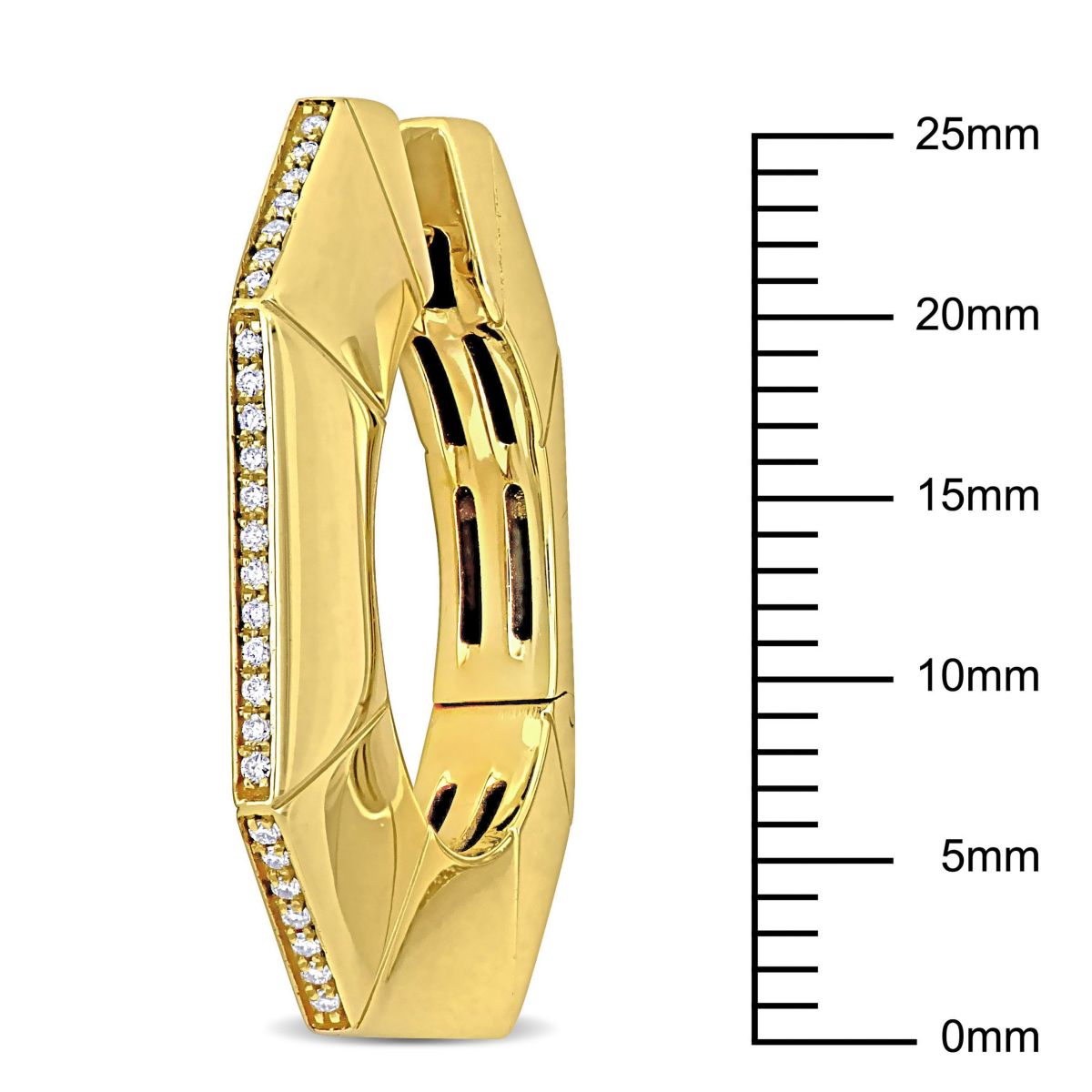 1/6 ct. t.w. Diamond Geometric Flat Design Hoop Earrings in 14K Yellow Gold