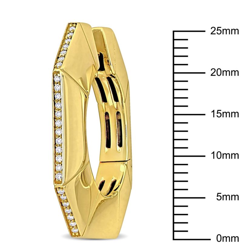 1/6 ct. t.w. Diamond Geometric Flat Design Hoop Earrings in 14K Yellow Gold