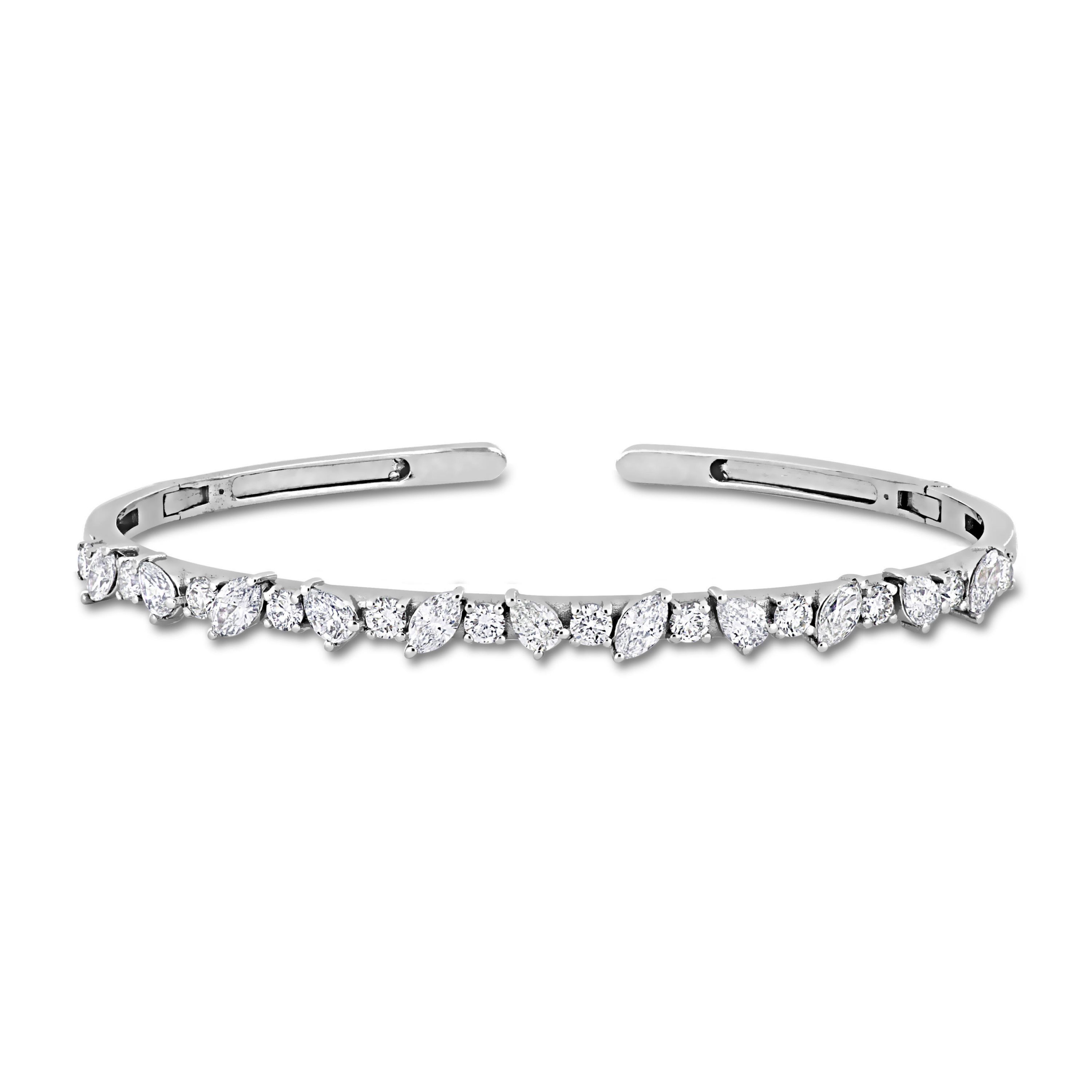 2.49 ct. t.w. Diamond Bangle Bracelet in 14K White Gold, 7"