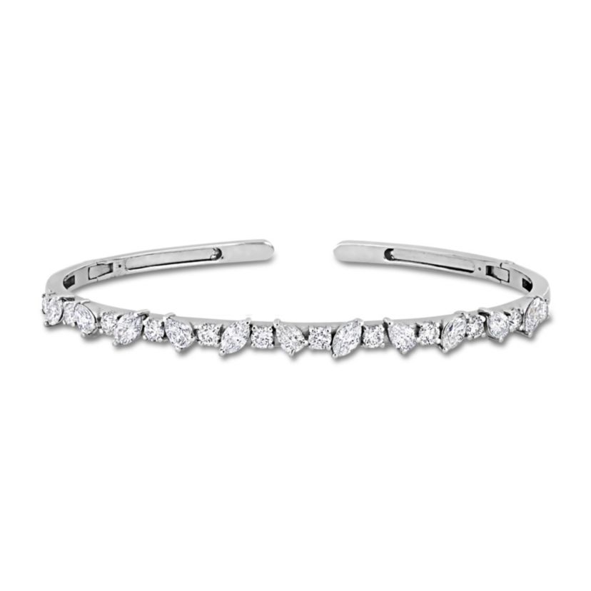 2.49 ct. t.w. Diamond Bangle Bracelet in 14K White Gold, 7"