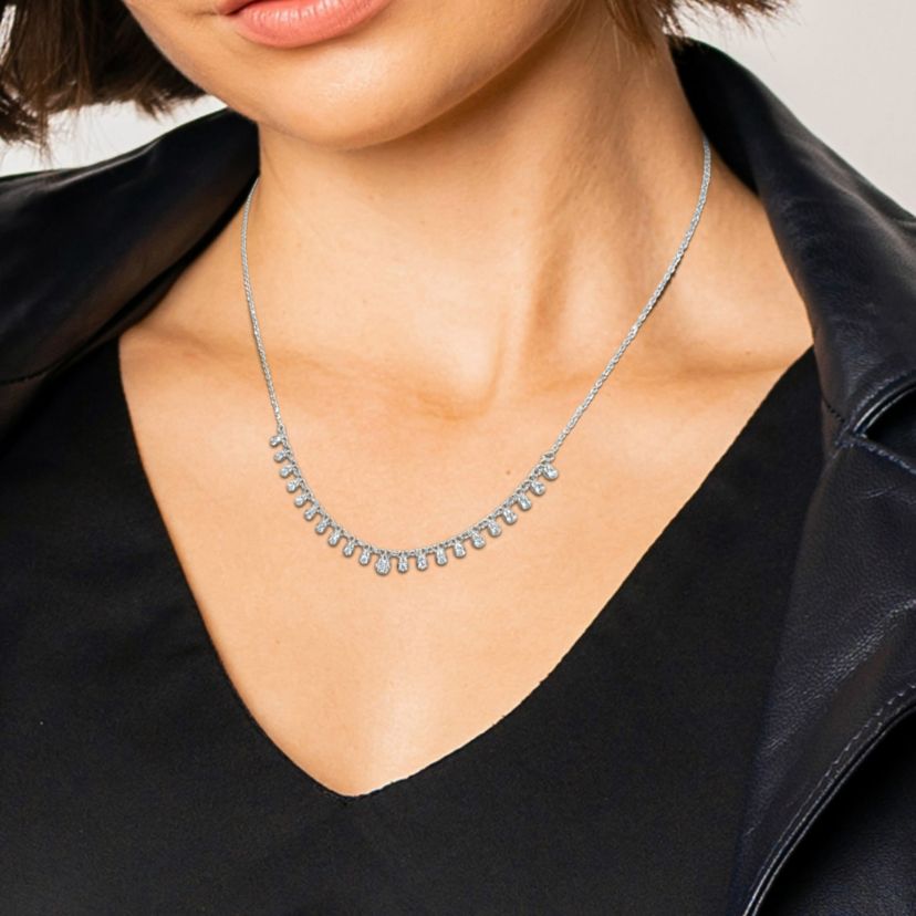3/4 ct. t.w. Diamond Cocktail Necklace in 14K White Gold, 19"