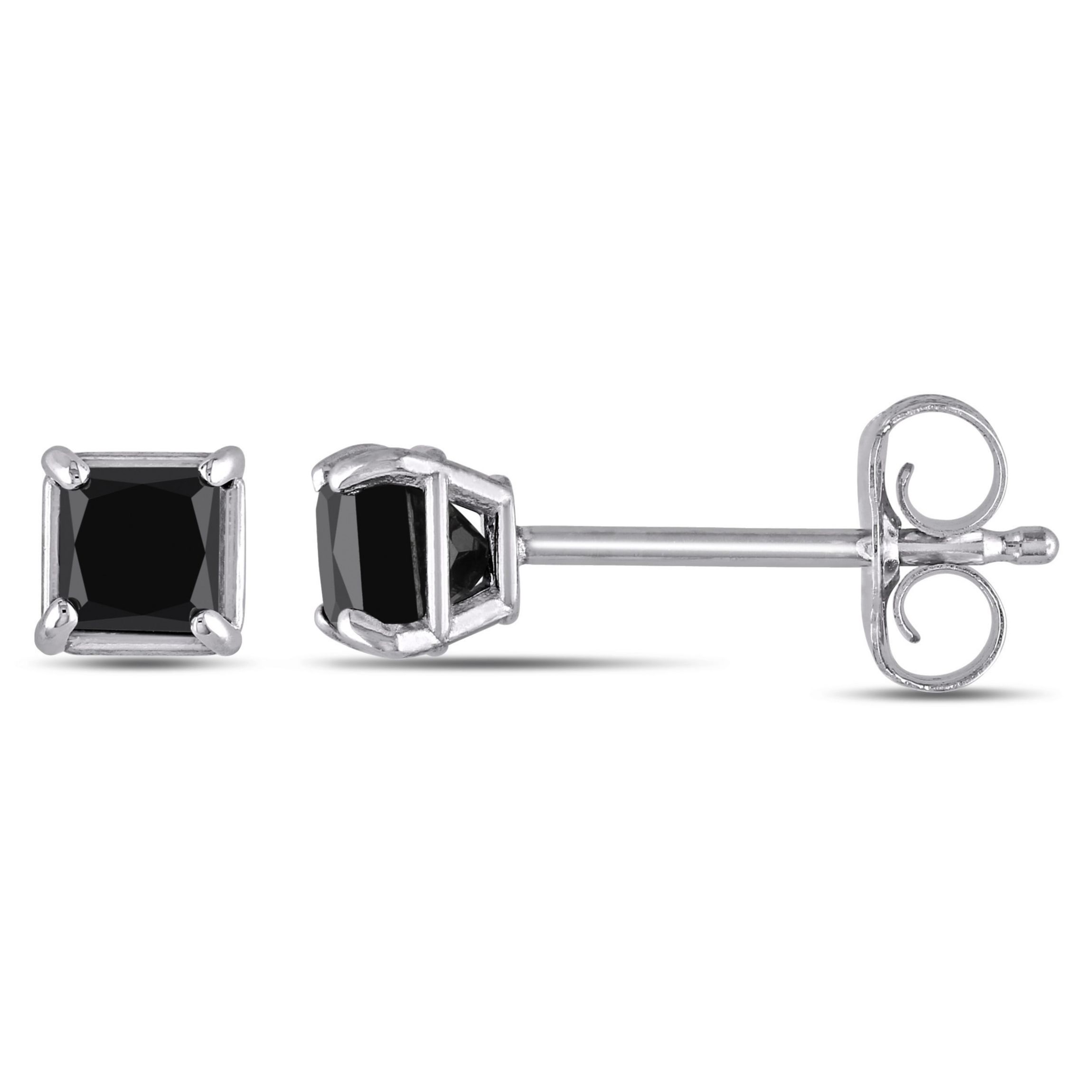 1/2 ct. t.w. Black Diamond Solitaire Earrings in 10K White Gold