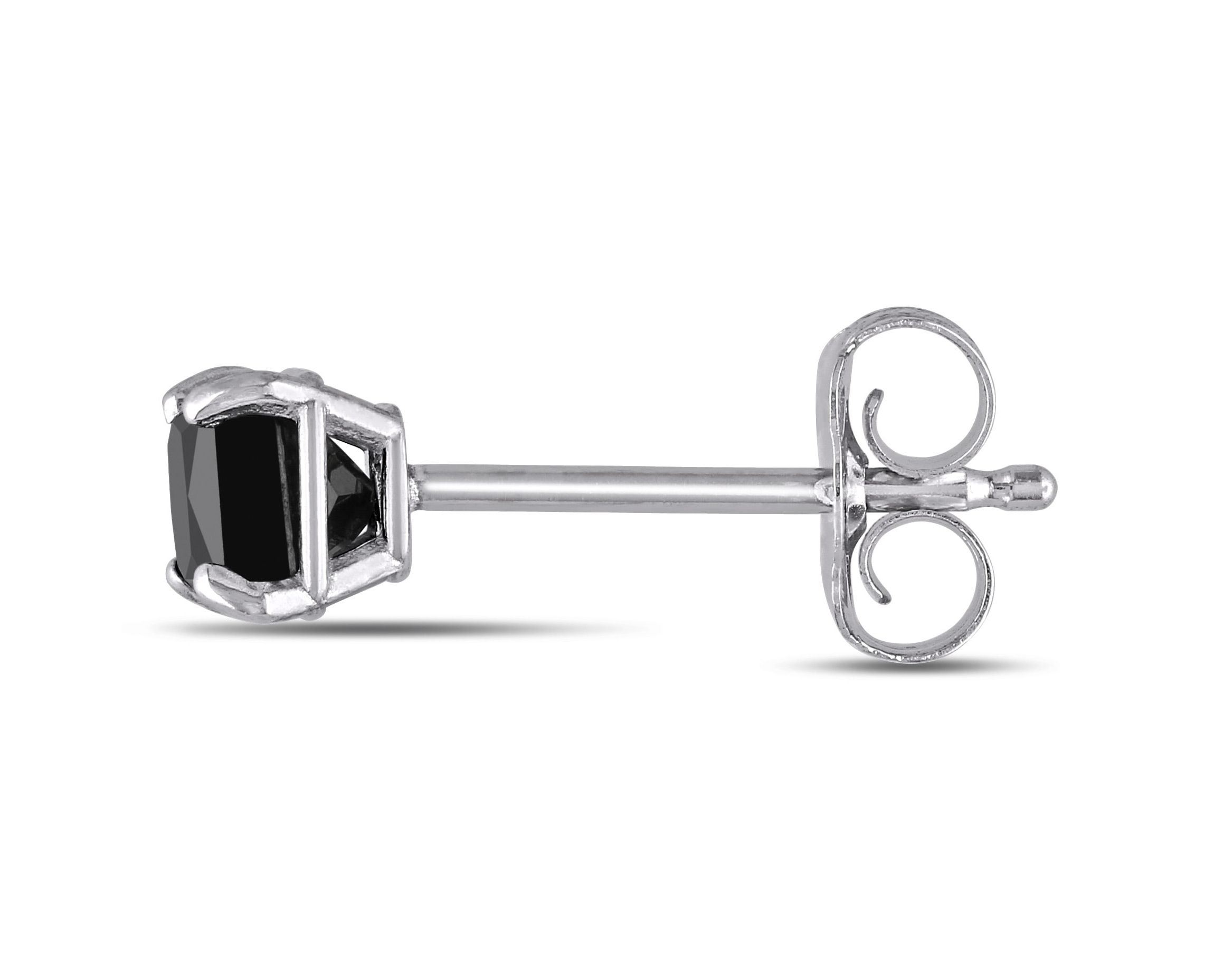 1/2 ct. t.w. Black Diamond Solitaire Earrings in 10K White Gold