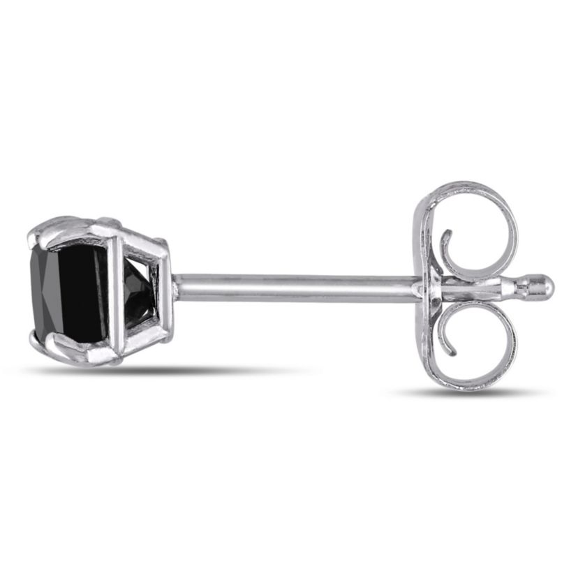 1/2 ct. t.w. Black Diamond Solitaire Earrings in 10K White Gold
