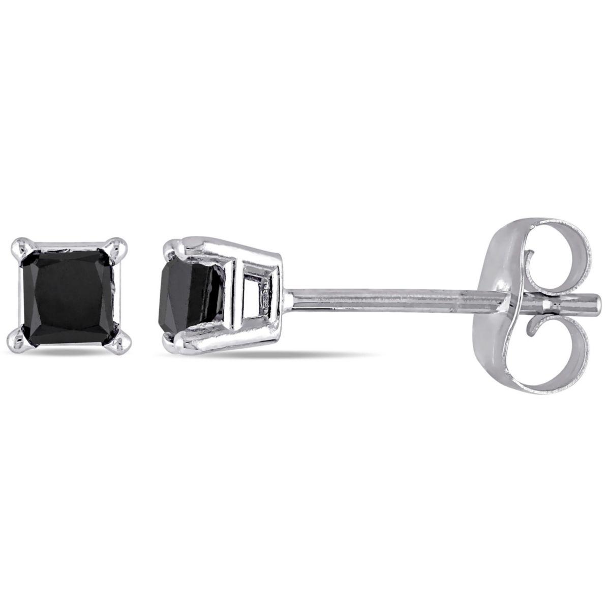 1 ct. t.w. Black Diamond Solitaire Earrings in 10K White Gold