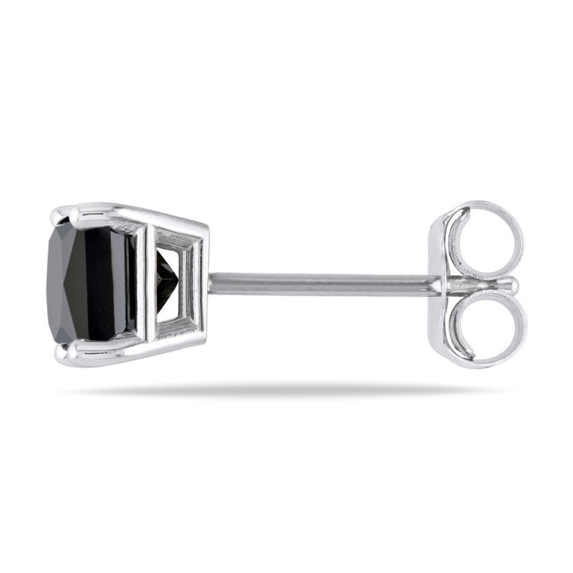 1 ct. t.w. Black Diamond Solitaire Earrings in 10K White Gold