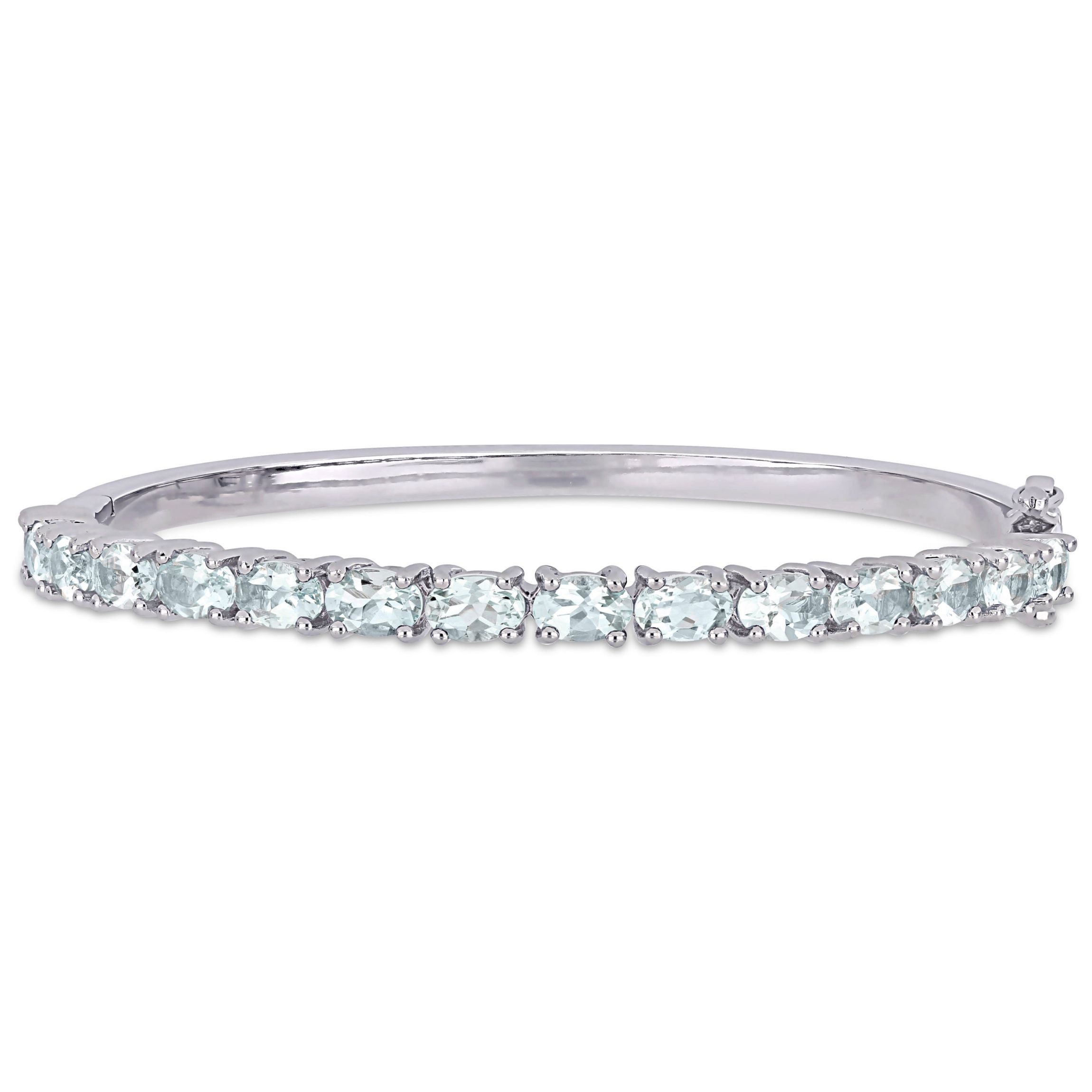 Aquamarine Bangle in Sterling Silver, 7"
