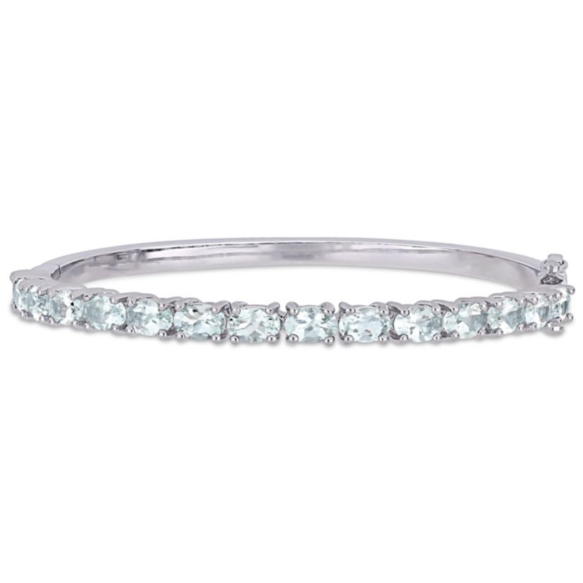 Aquamarine Bangle in Sterling Silver, 7"