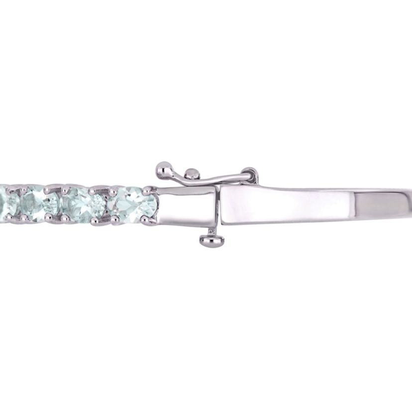 Aquamarine Bangle in Sterling Silver, 7"