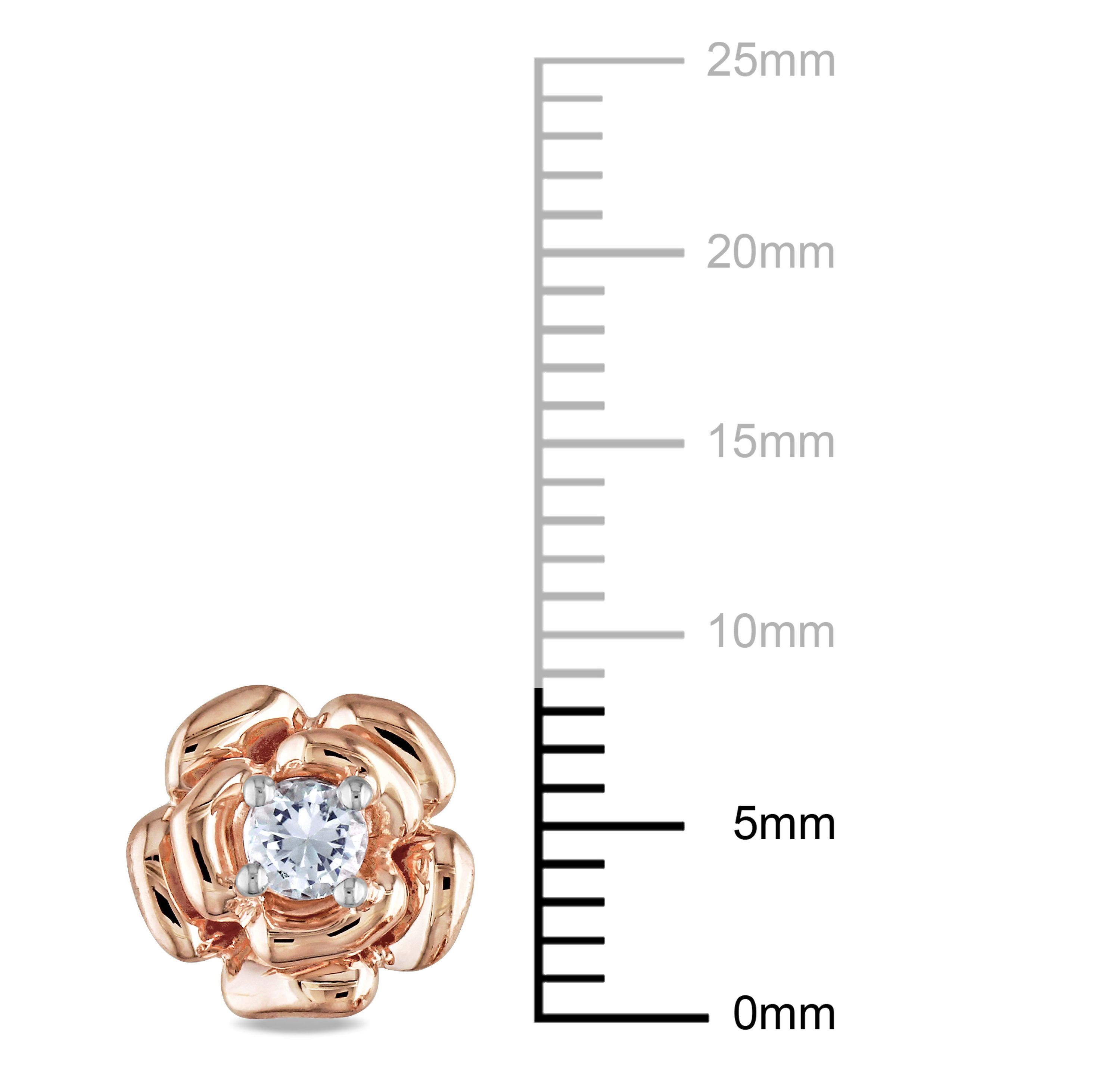 Lab Created Created White Sapphire Flower Stud Earrings in Rose Plated Sterling Silver