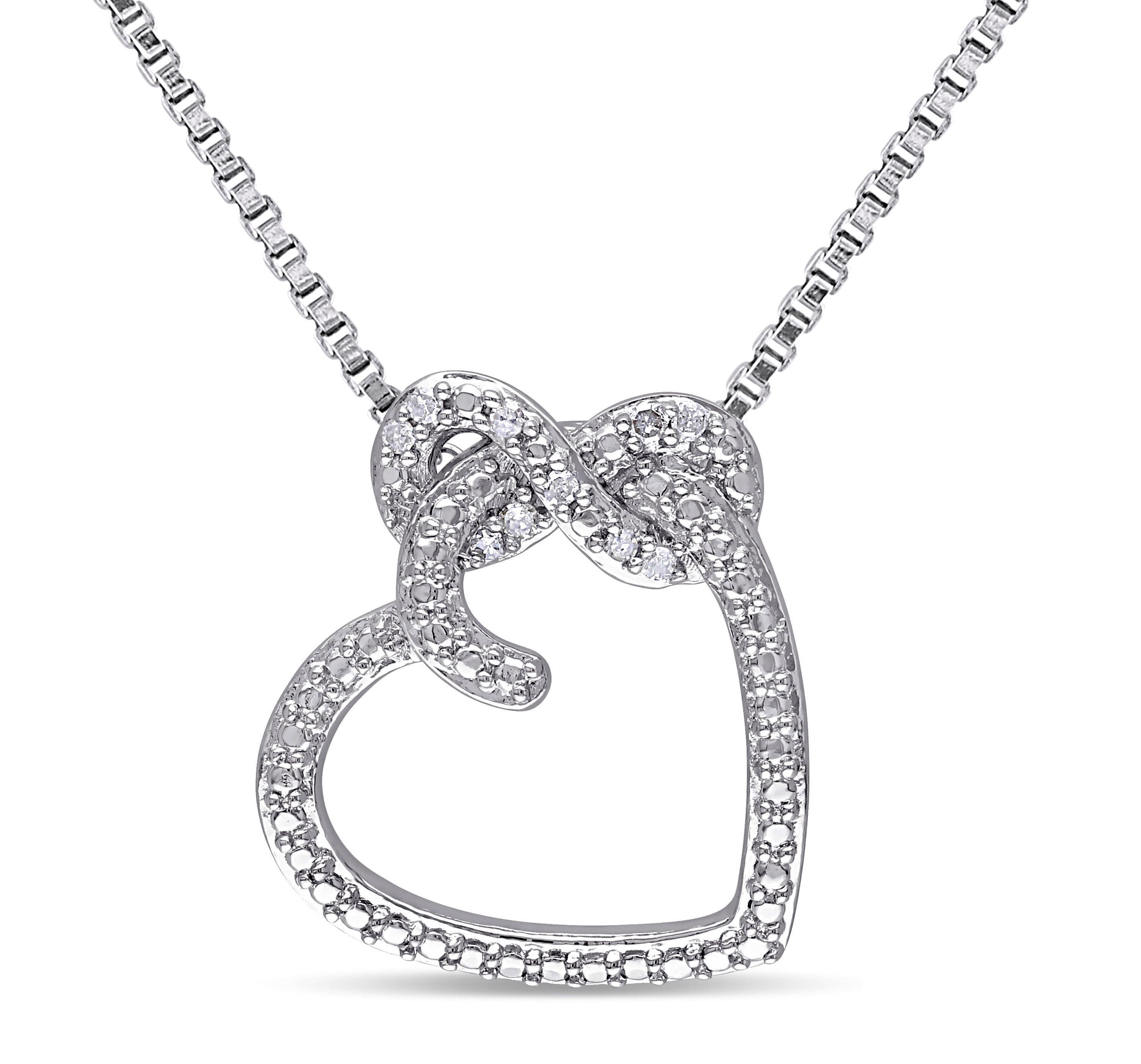 Diamond Accent Heart Infinity Pendant with Chain in Sterling Silver, 18"