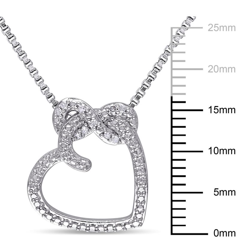 Diamond Accent Heart Infinity Pendant with Chain in Sterling Silver, 18"