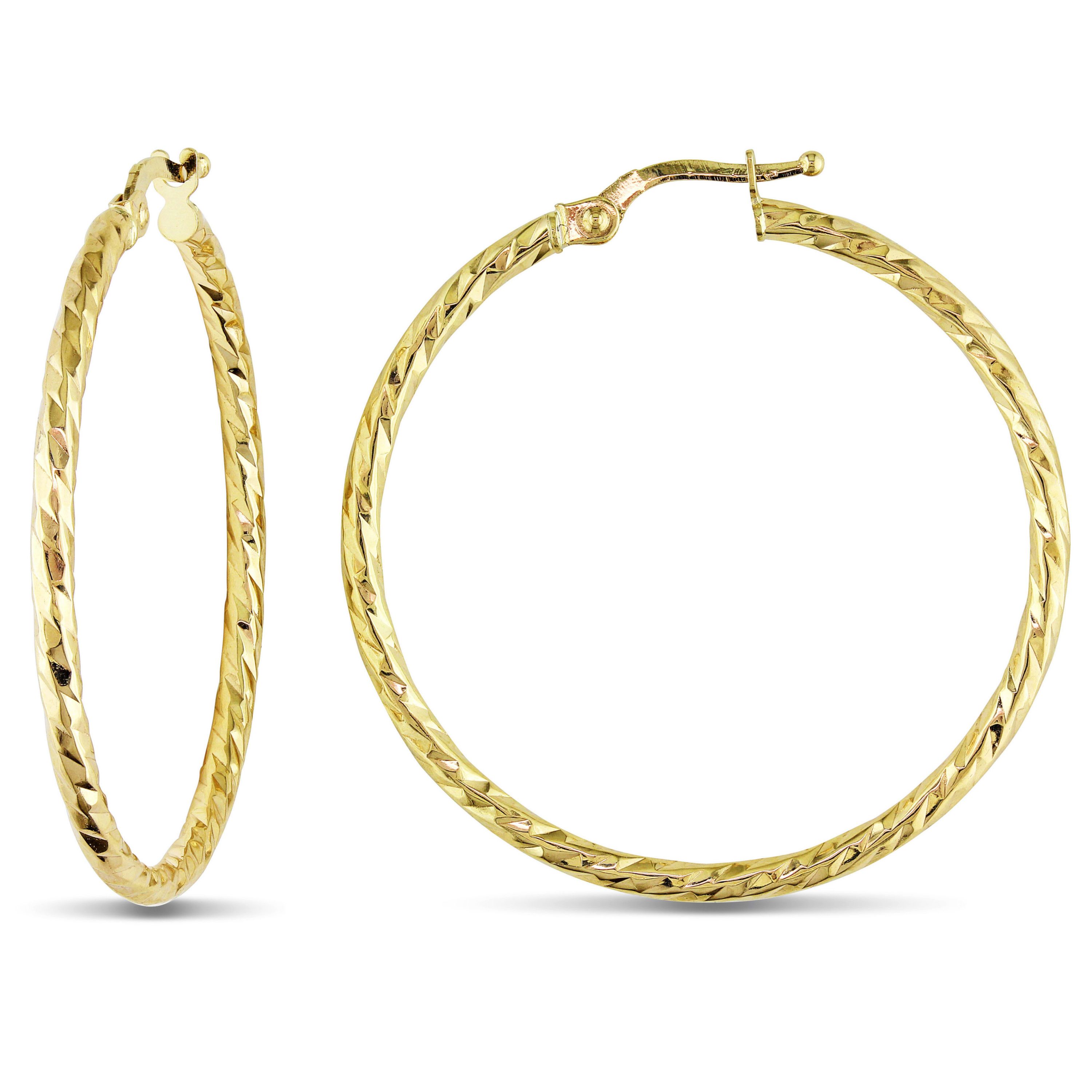 35MM Diamond Cut Hoop Earrings in 10K Yellow Gold
