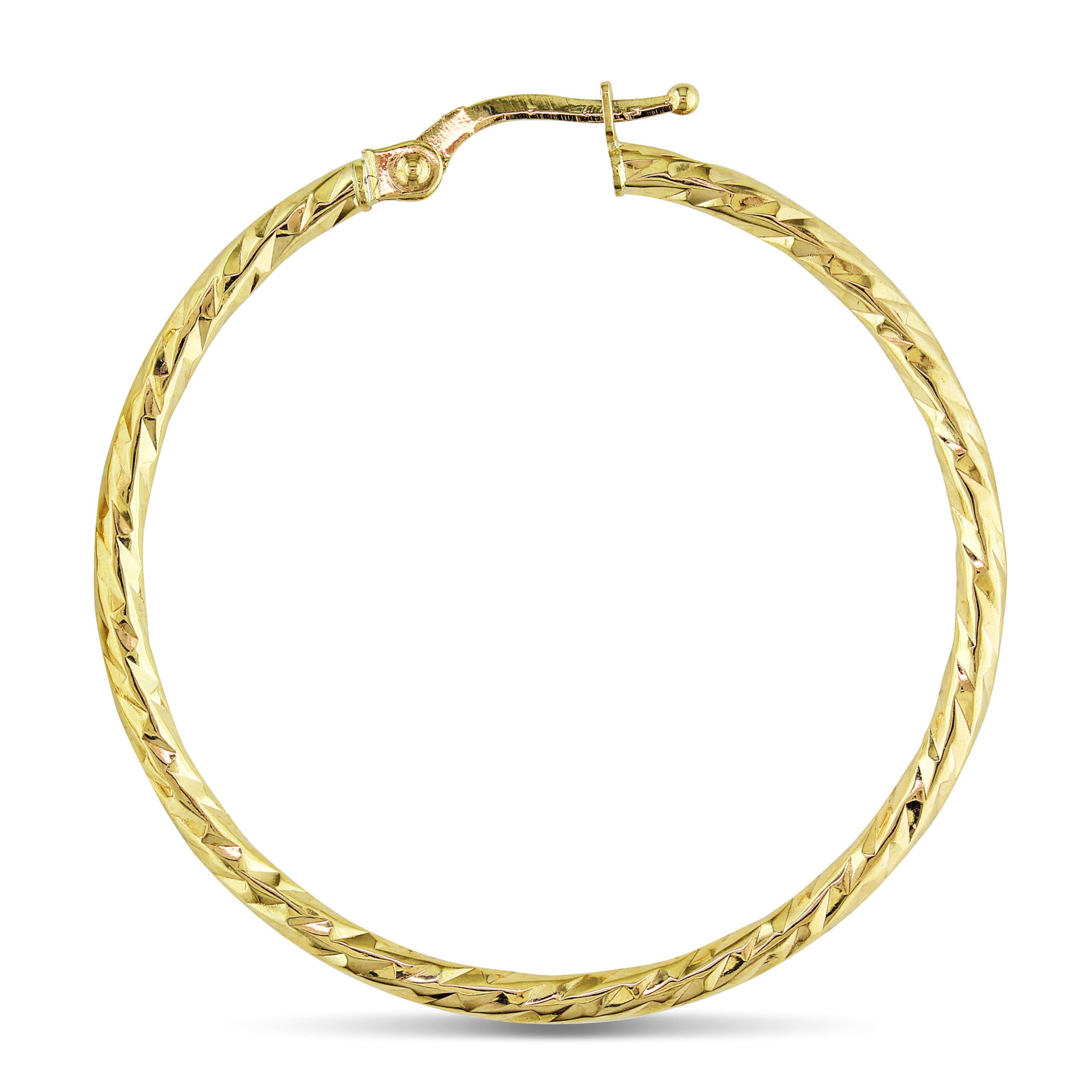 35MM Diamond Cut Hoop Earrings in 10K Yellow Gold