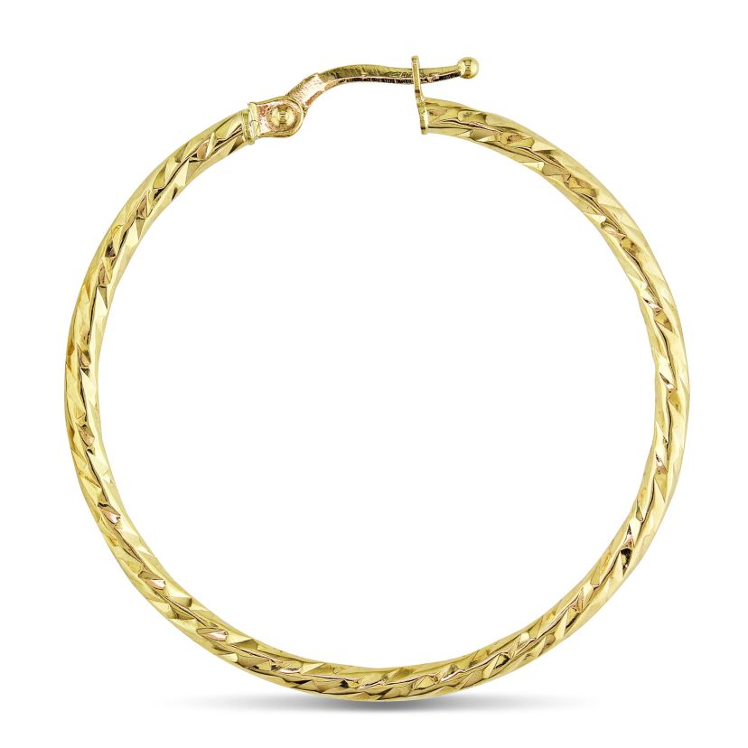 35MM Diamond Cut Hoop Earrings in 10K Yellow Gold