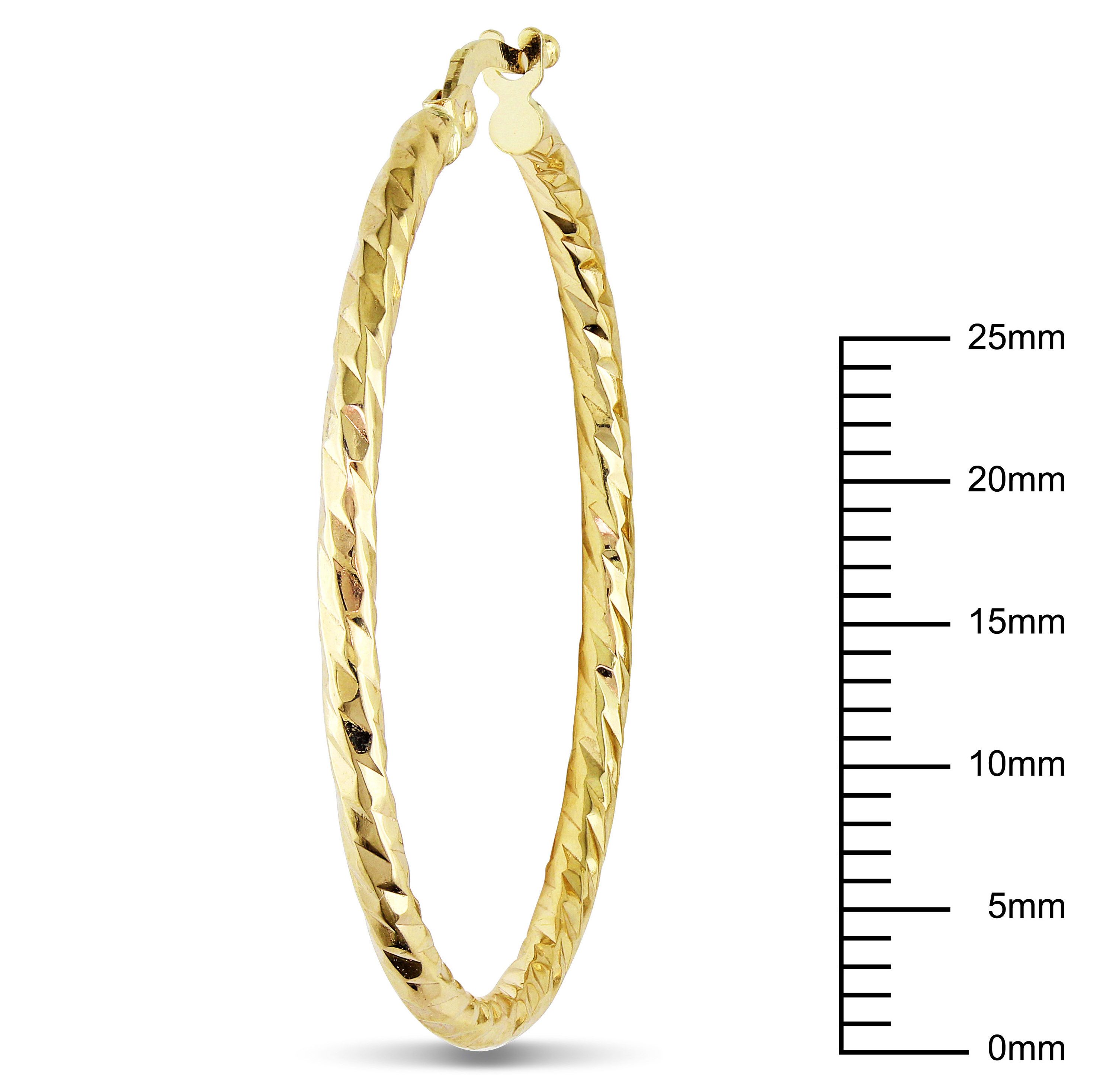 35MM Diamond Cut Hoop Earrings in 10K Yellow Gold