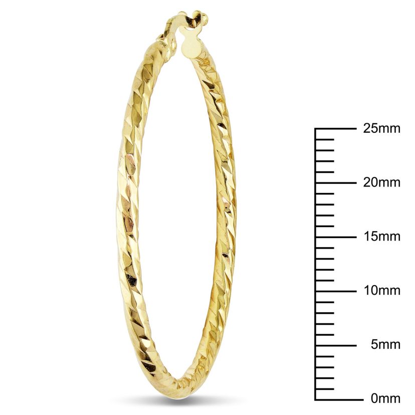 35MM Diamond Cut Hoop Earrings in 10K Yellow Gold