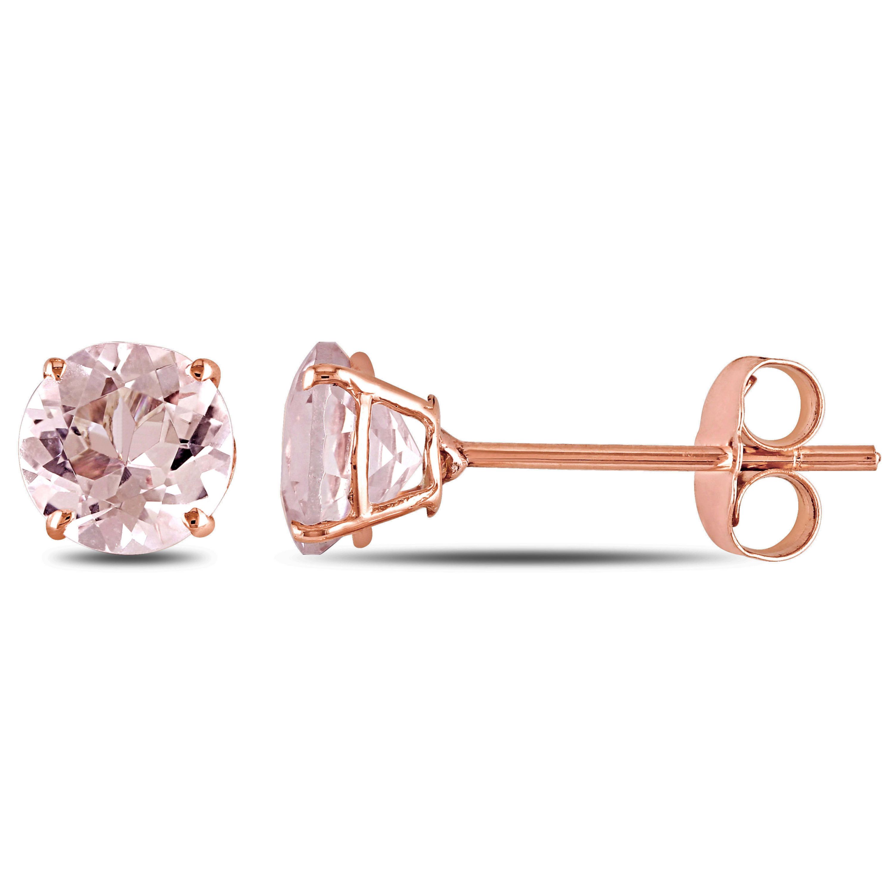 Morganite Stud Earrings in 10K Rose Gold