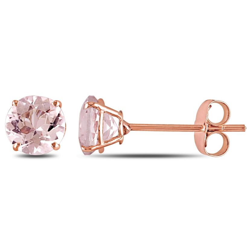 Morganite Stud Earrings in 10K Rose Gold