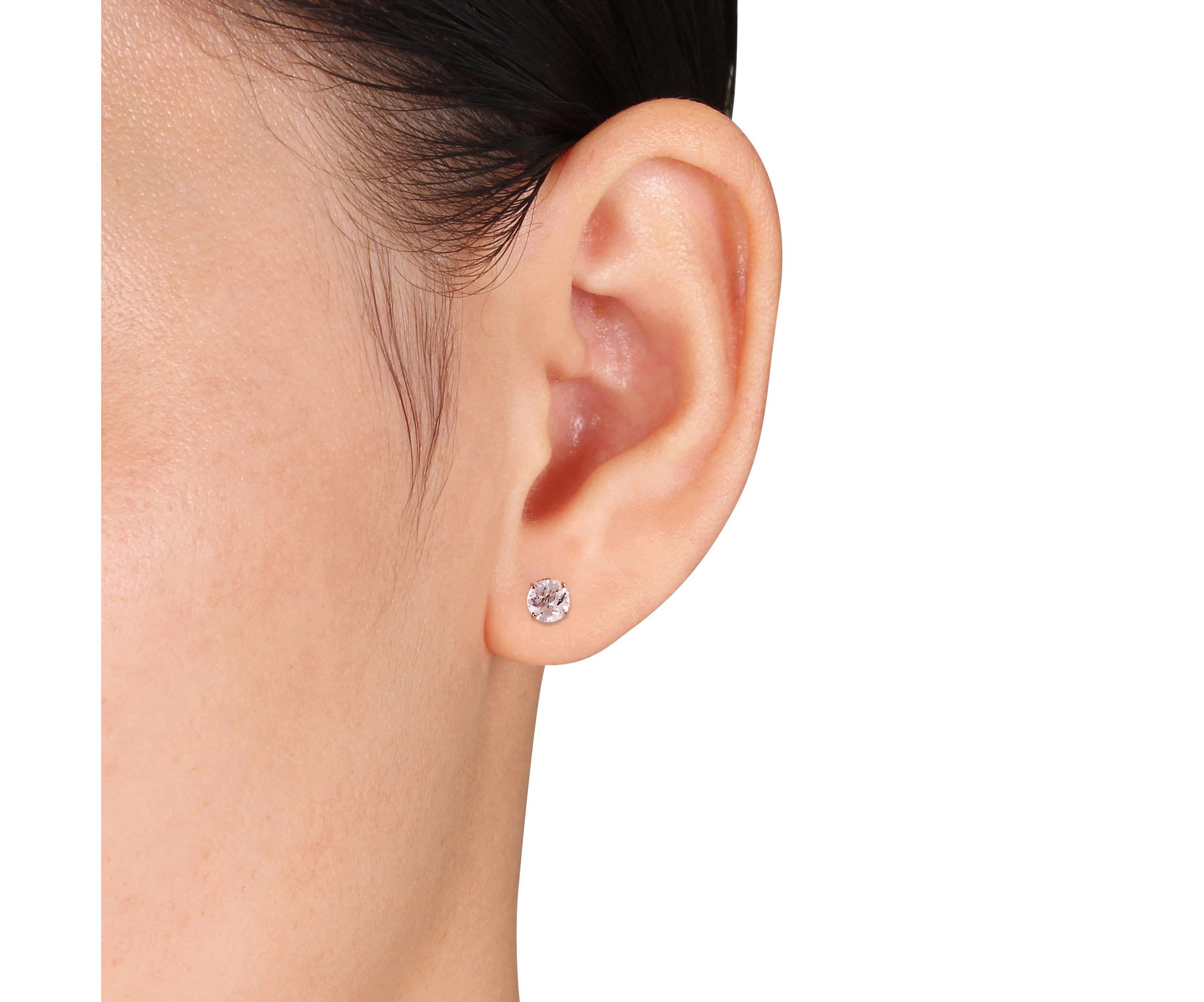 Morganite Stud Earrings in 10K Rose Gold