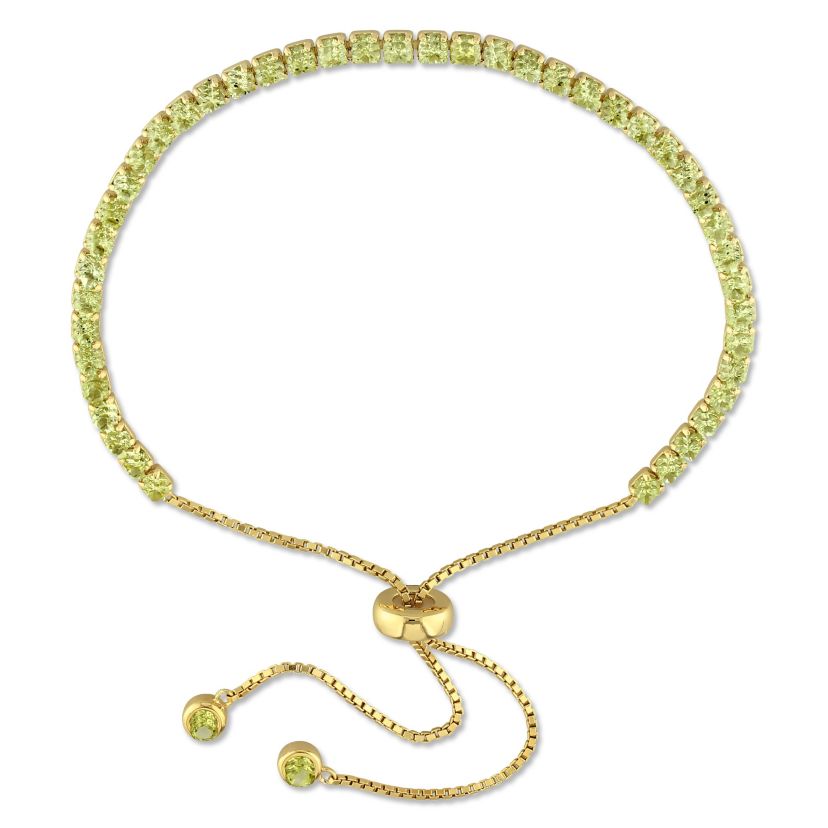 Peridot Bracelet in Yellow Plated Sterling Silver, 10"