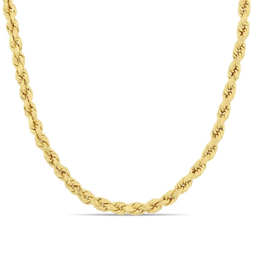 4MM Rope Mens Necklace in 10K Yellow Gold, 24"