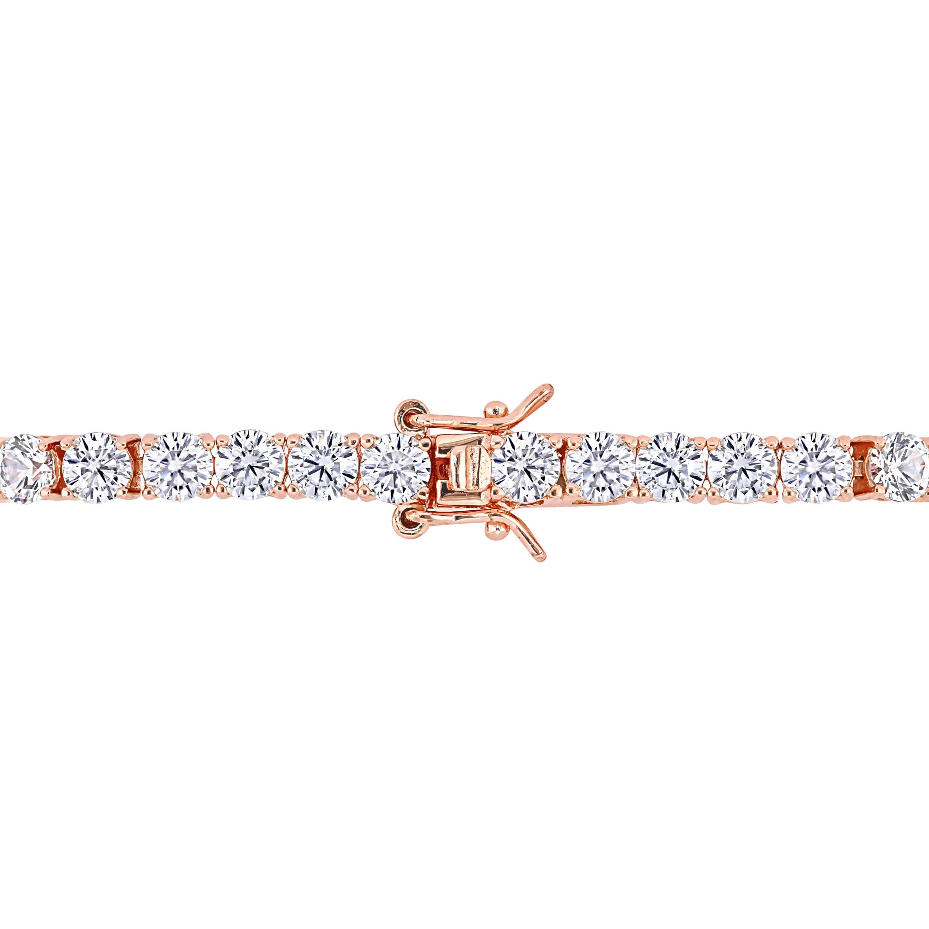 Lab Created Created White Sapphire Bracelet in Rose Plated Sterling Silver, 7.25"