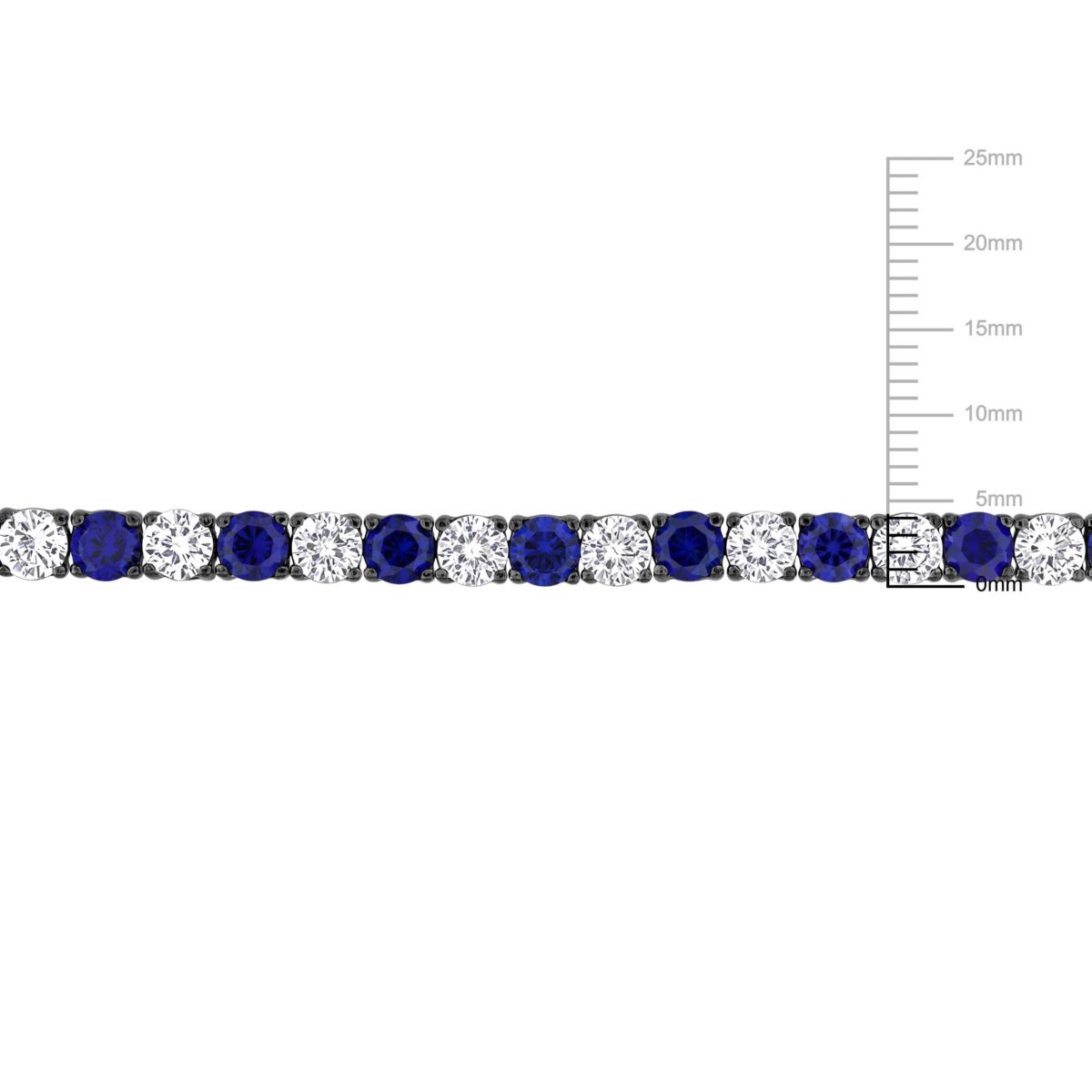 Lab Created Created Blue and White Sapphire Mens Bracelet in Black Rhodium Plated Sterling Silver, 9"