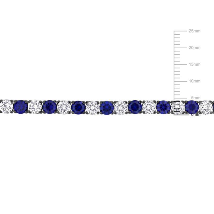 Lab Created Created Blue and White Sapphire Mens Bracelet in Black Rhodium Plated Sterling Silver, 9"