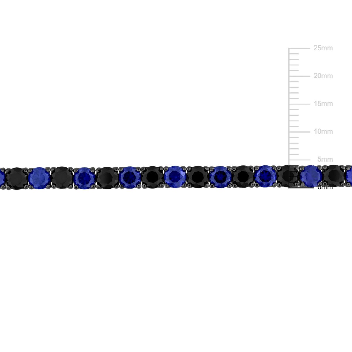Lab Created Created Blue and Black Sapphire Mens Bracelet in Black Rhodium Plated Sterling Silver, 9"