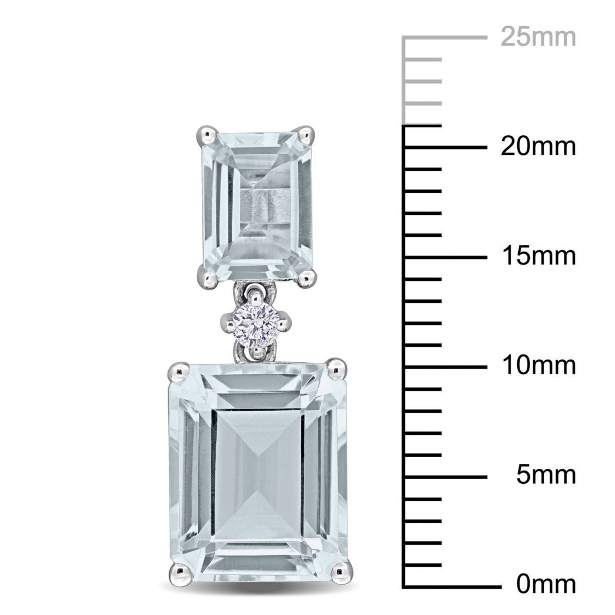 Aquamarine and Diamond Accent Drop Earrings in 14K White Gold