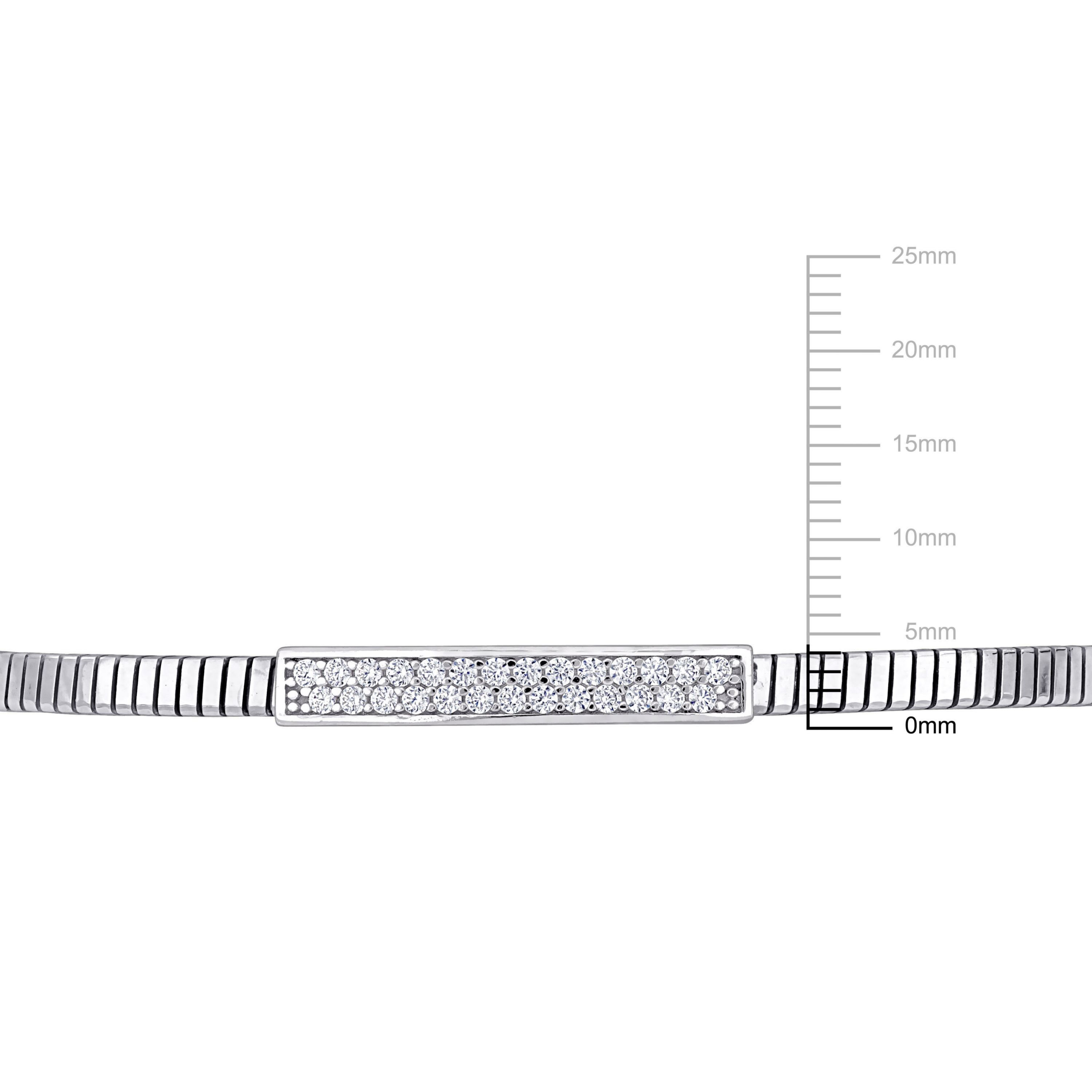 Cluster Bar Open Bangle in Sterling Silver, 7.5"