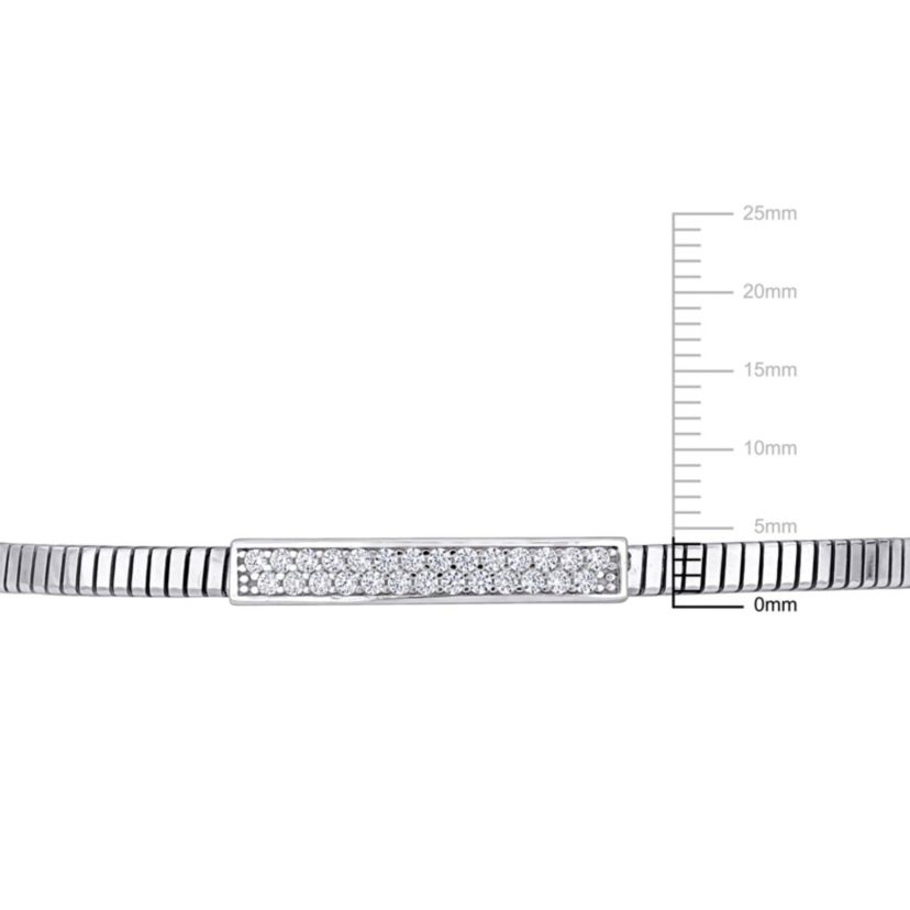 Cluster Bar Open Bangle in Sterling Silver, 7.5"