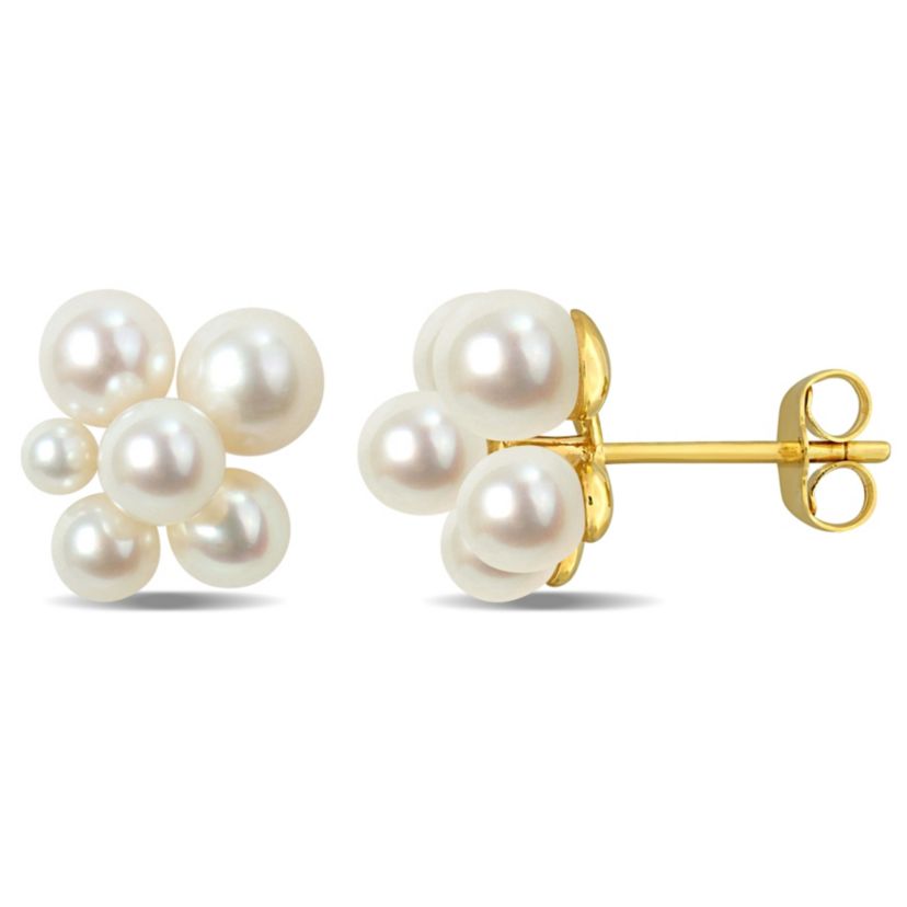 2.5-5.5MM Freshwater Cultured Pearl Stud Earrings in 14K Yellow Gold
