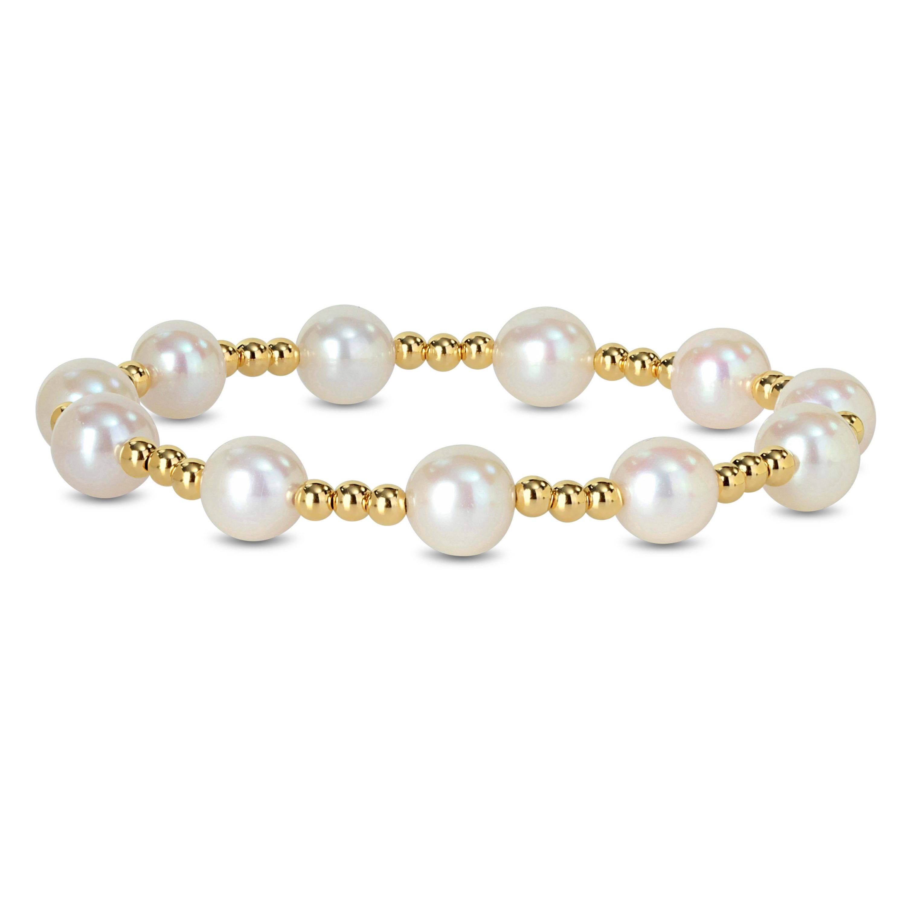 7.5-8MM Freshwater Cultured Pearl Bracelet in 10K Yellow Gold, 7"