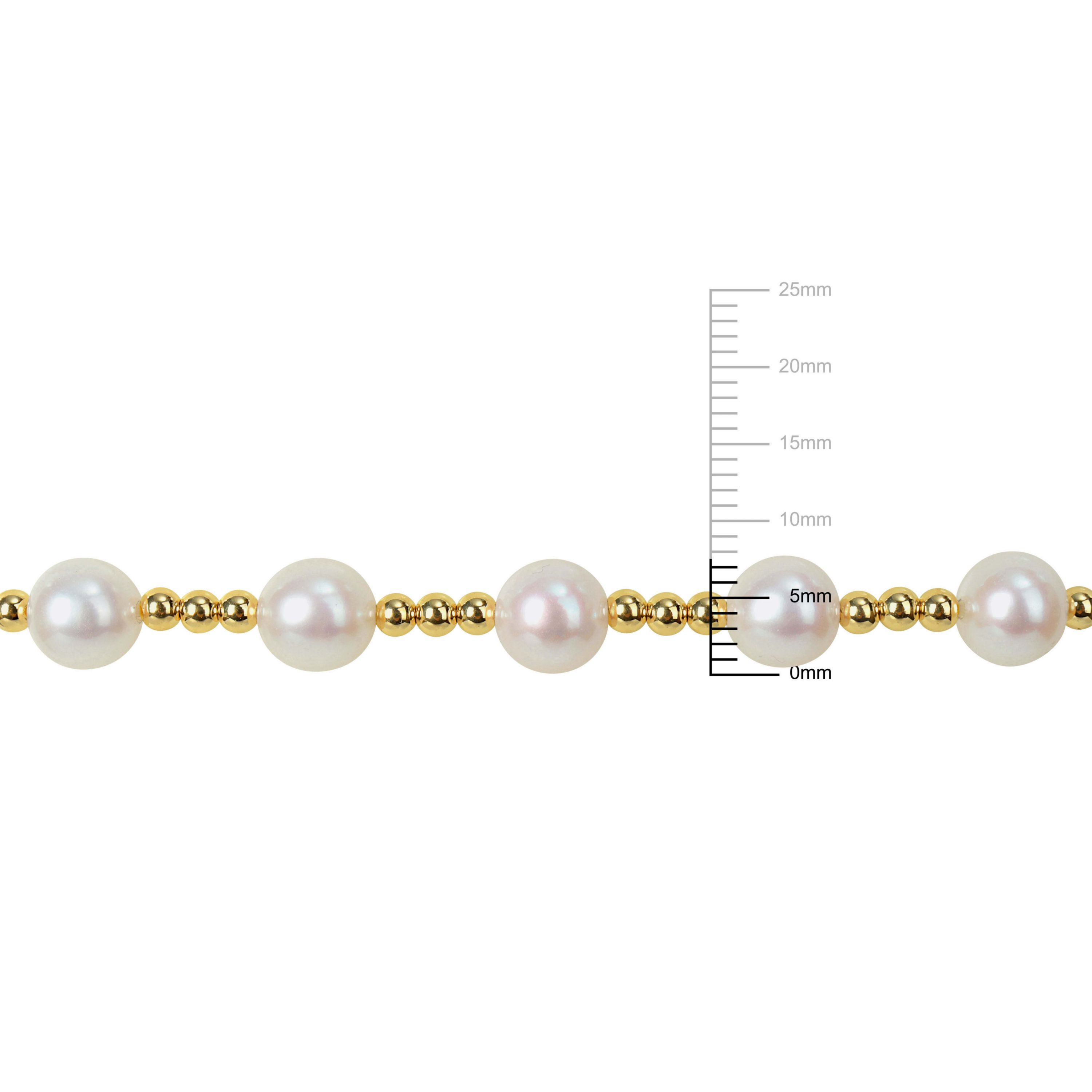 7.5-8MM Freshwater Cultured Pearl Bracelet in 10K Yellow Gold, 7"