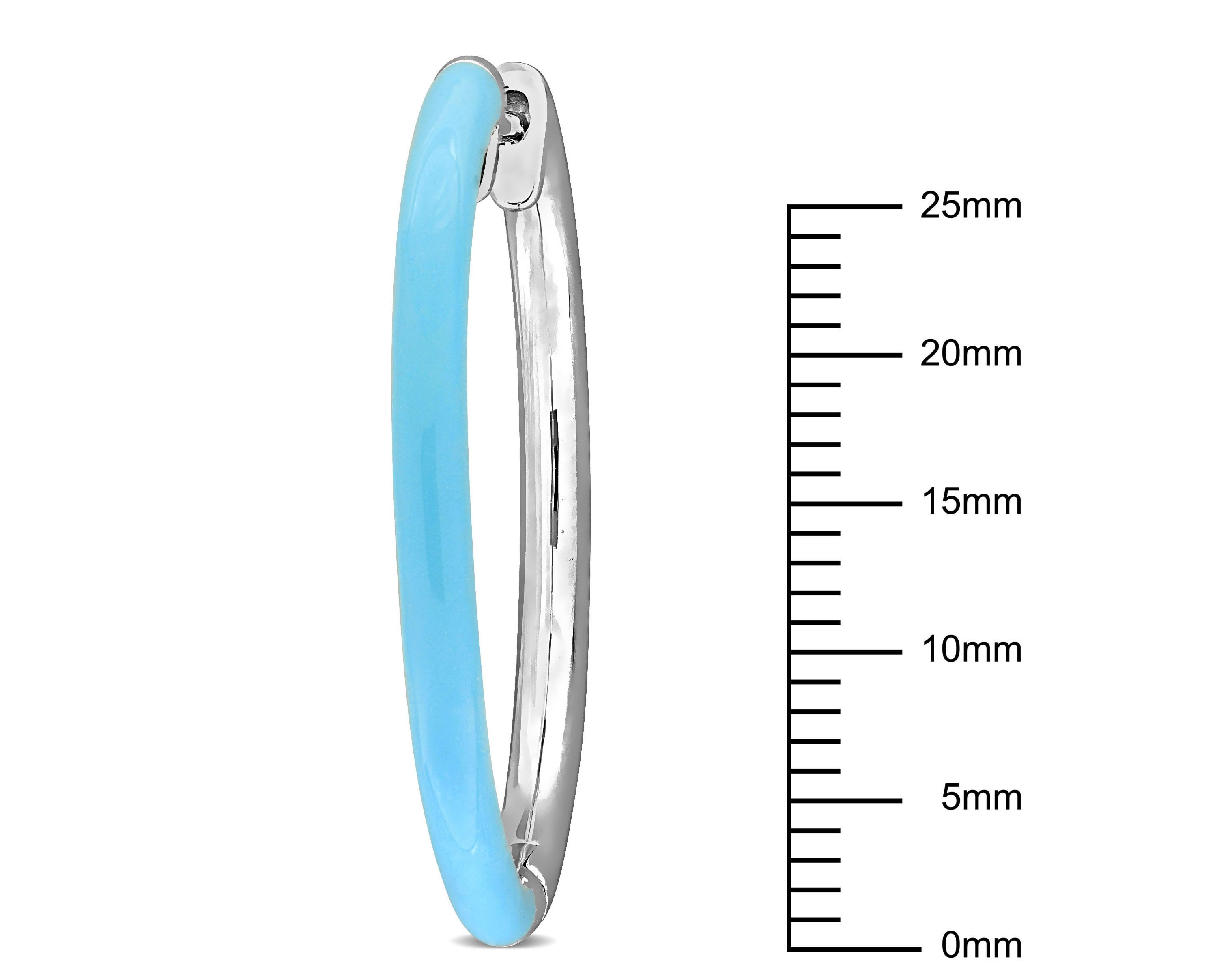 Light Blue Enamel Hoop Earrings in Sterling Silver